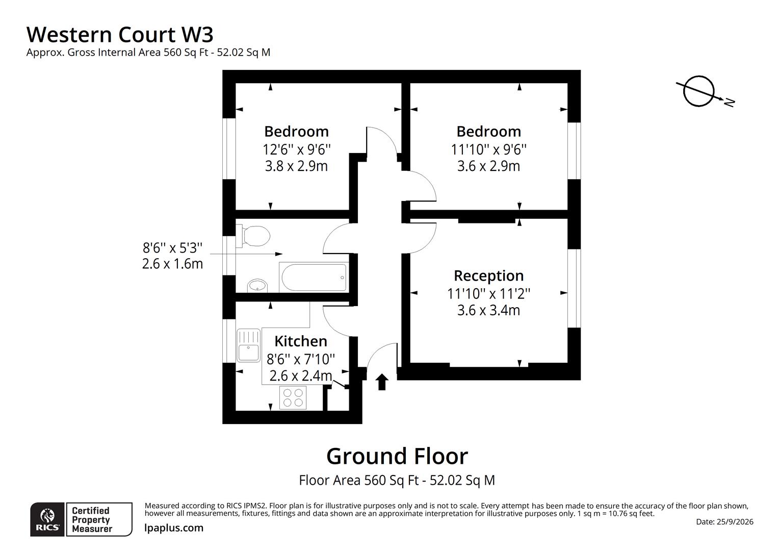 Flat 2, Western Court, Rosebank Way, Acton floorplan