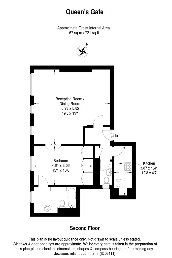Queens Gate, South Kensington SW7, 1 bedroom flat to rent 63390961