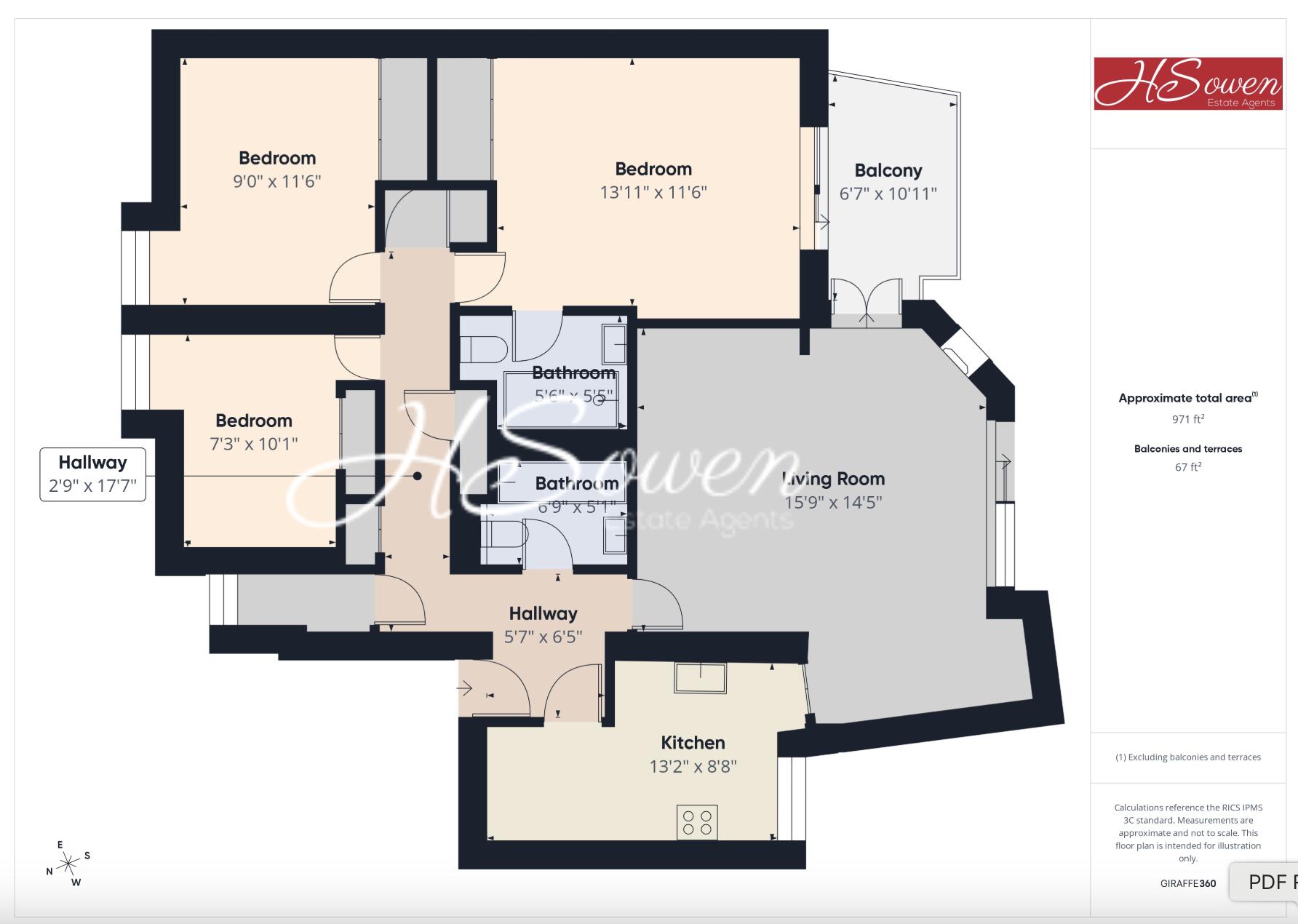 Flat 13 Teneriffe, Middle Warberry Road, Torquay floorplan