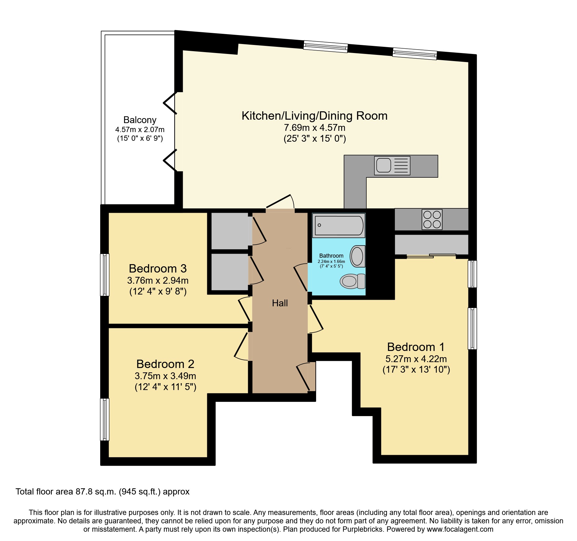 Flat 5, 3 Queens Road West, London floorplan
