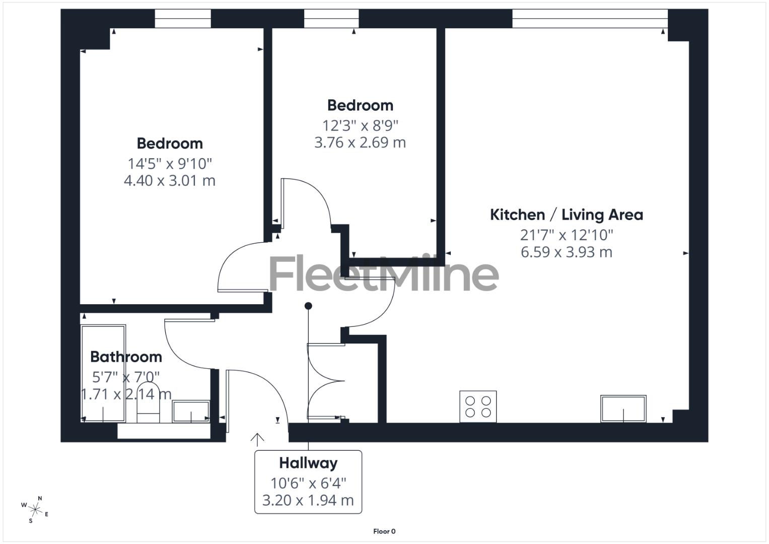 503 Cliveland House, 25 Cliveland Street, Birmingham floorplan