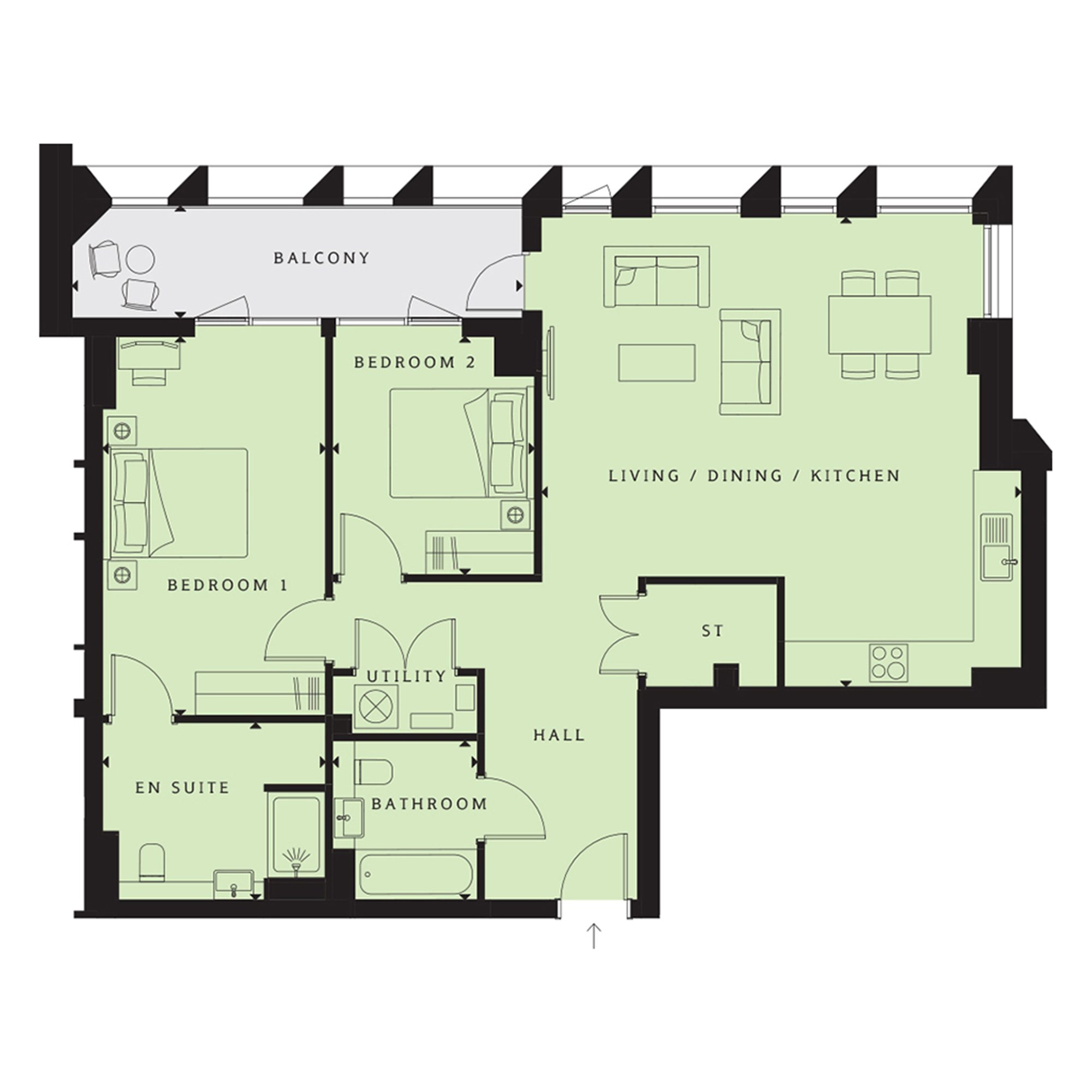 2 Bedrooms Flat for sale in 