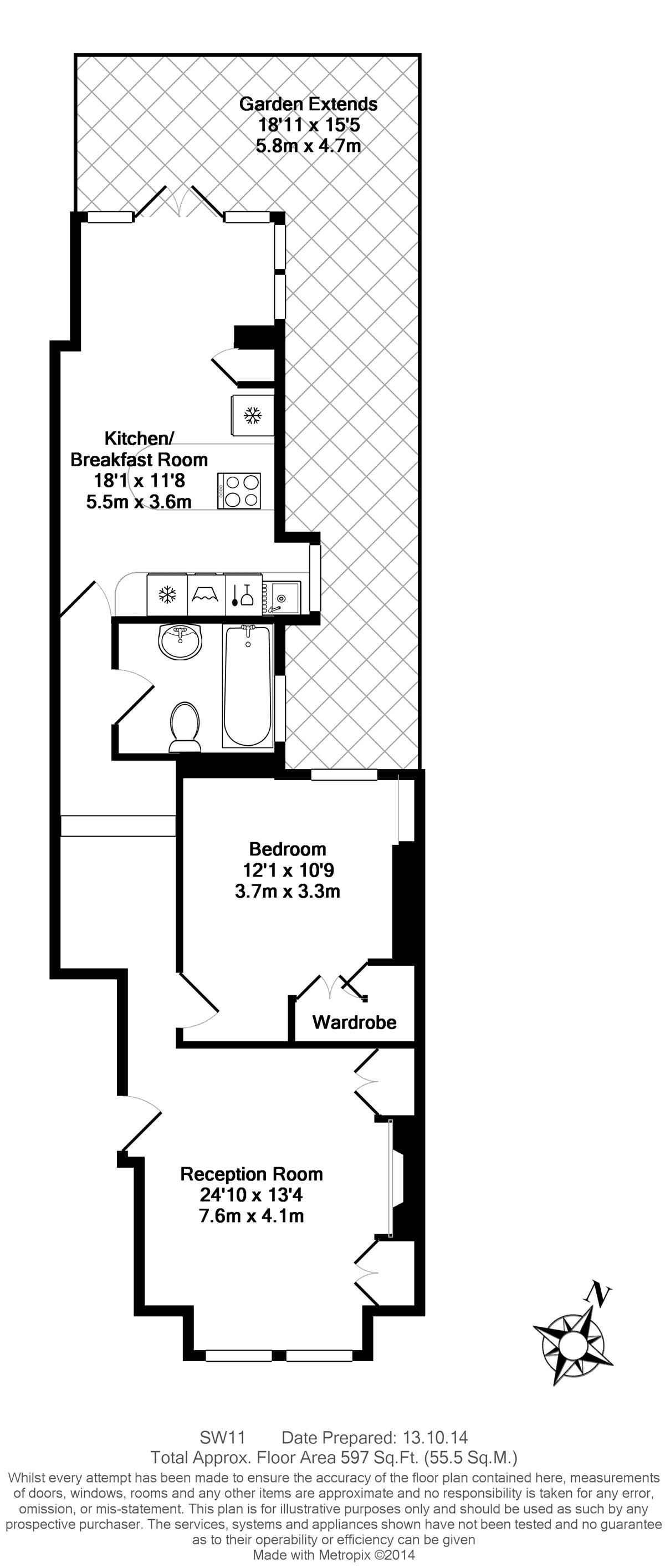1 Bedrooms Flat to rent in Kelmscott Road, London SW11