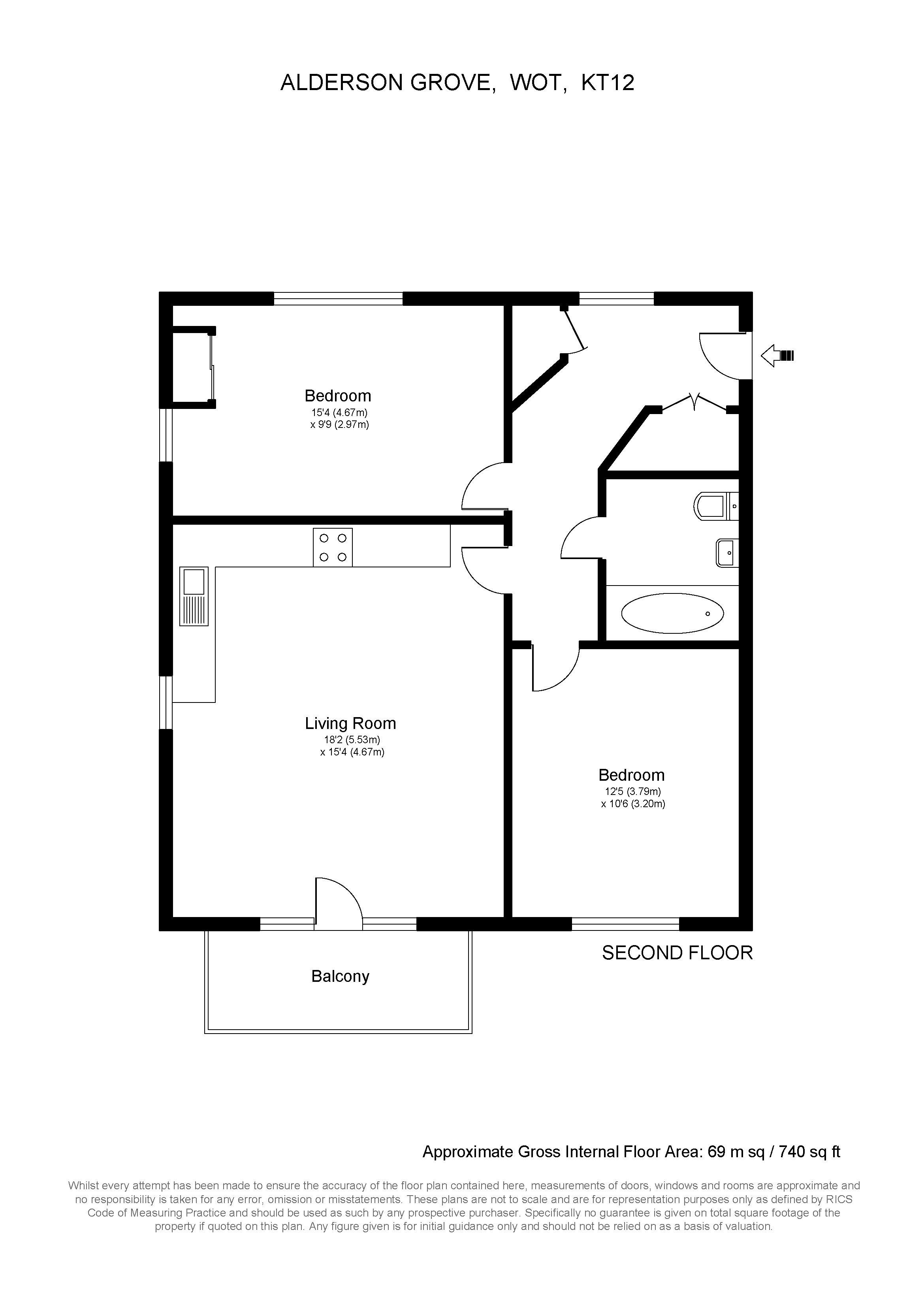 11, 3, Alderson Grove, Walton-On-Thames floorplan