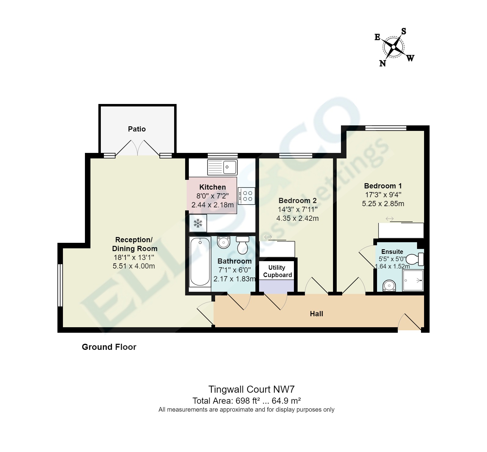 Flat 2,,, Tingwall Court, Mill Hill floorplan