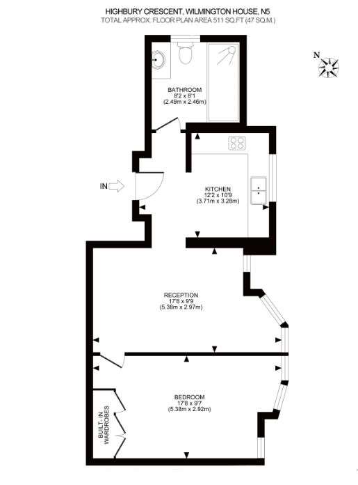 1 Bedrooms Flat to rent in Wilmington House, Highbury Crescent, Highbury N5