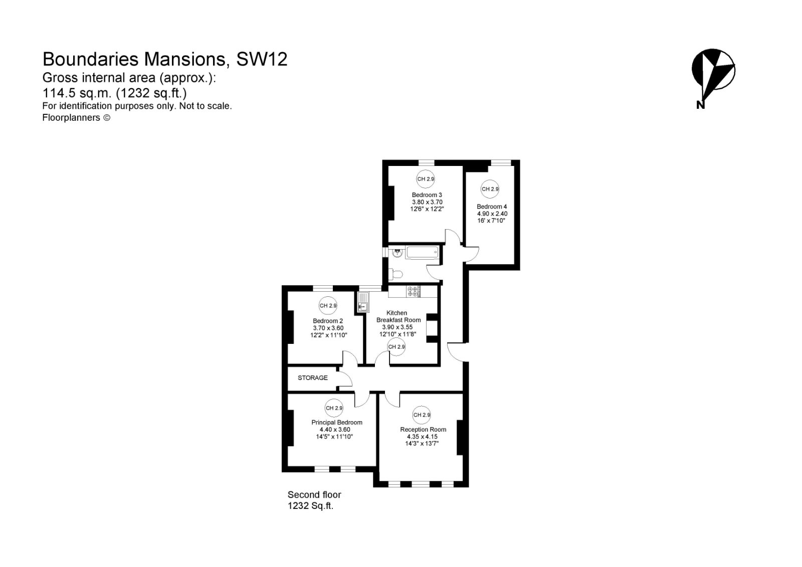 Flat 17, Boundaries Mansions,, Boundaries Road, London floorplan
