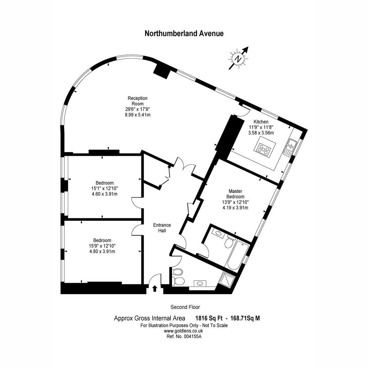 Flat Flat 1, 22, Northumberland Avenue, London floorplan