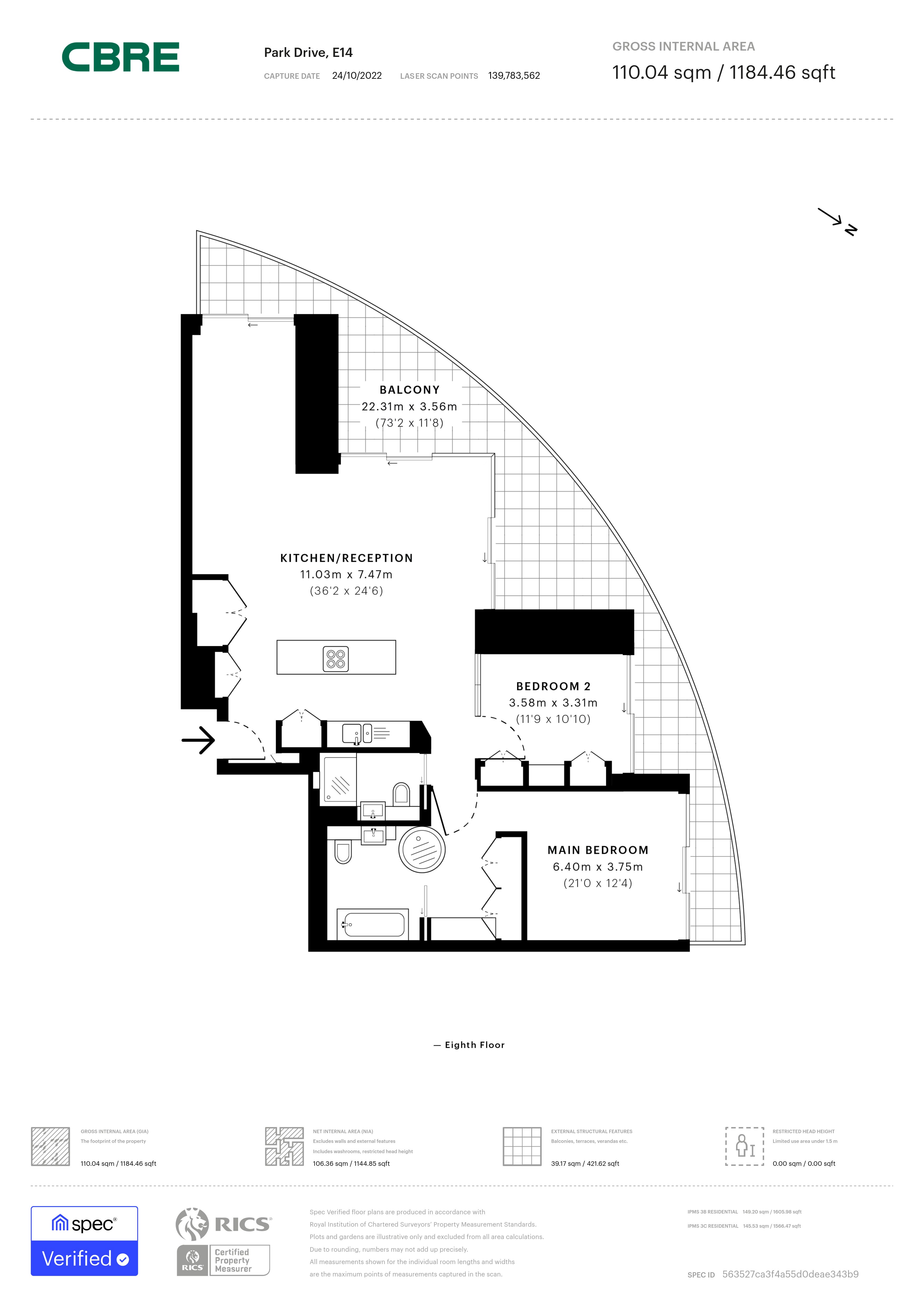 808 One Park Drive,, Canary Wharf, London floorplan