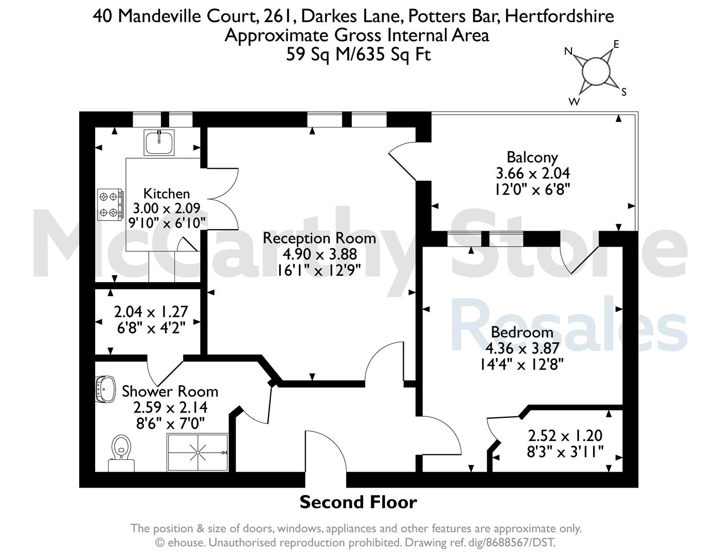 40 Mandeville Court, Darkes Lane, Potters Bar floorplan