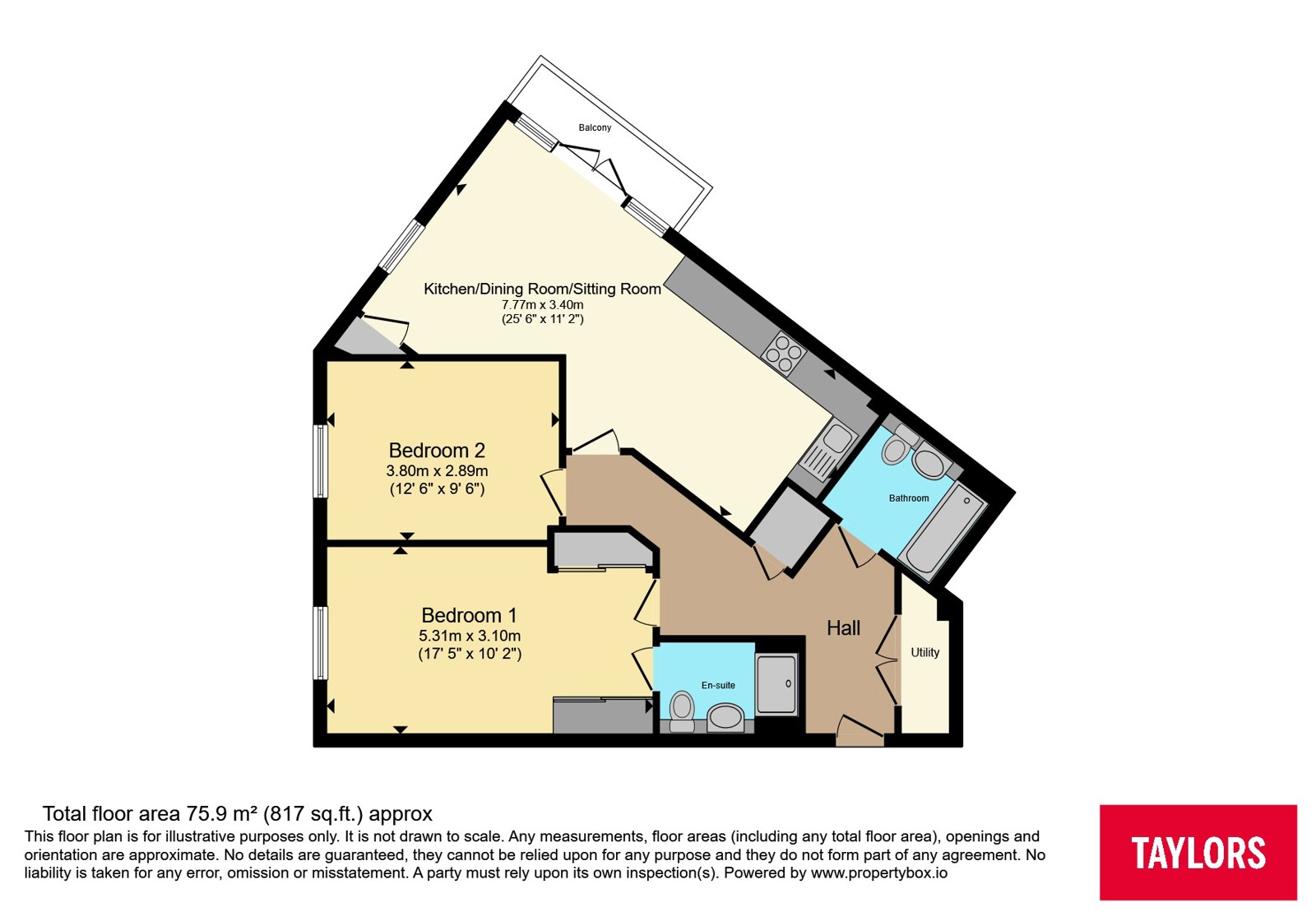 Flat 12, Haymarket Rise,, Linden Road, Bedfordshire floorplan