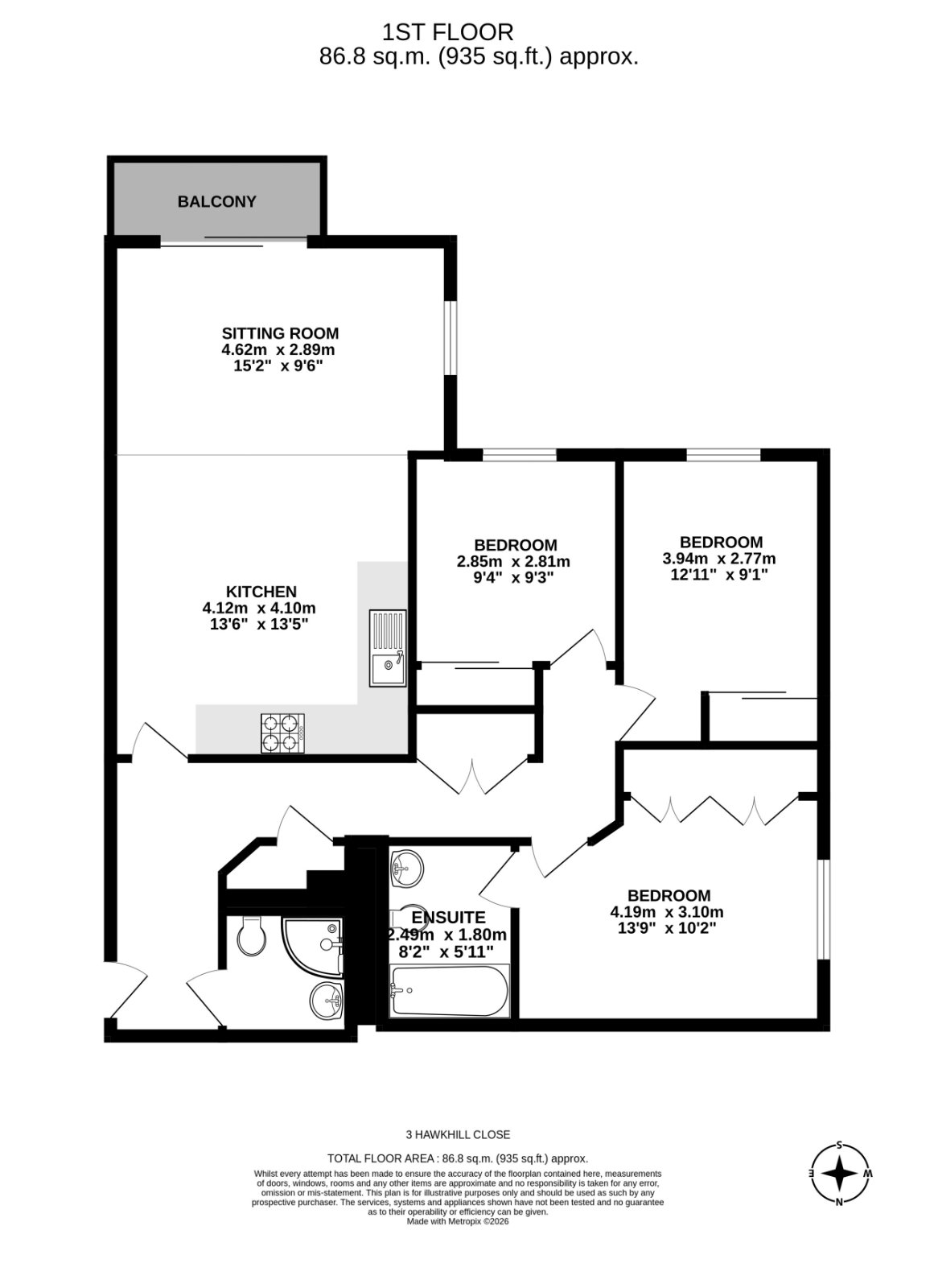 3/7 Hawkhill Close, Edinburgh floorplan