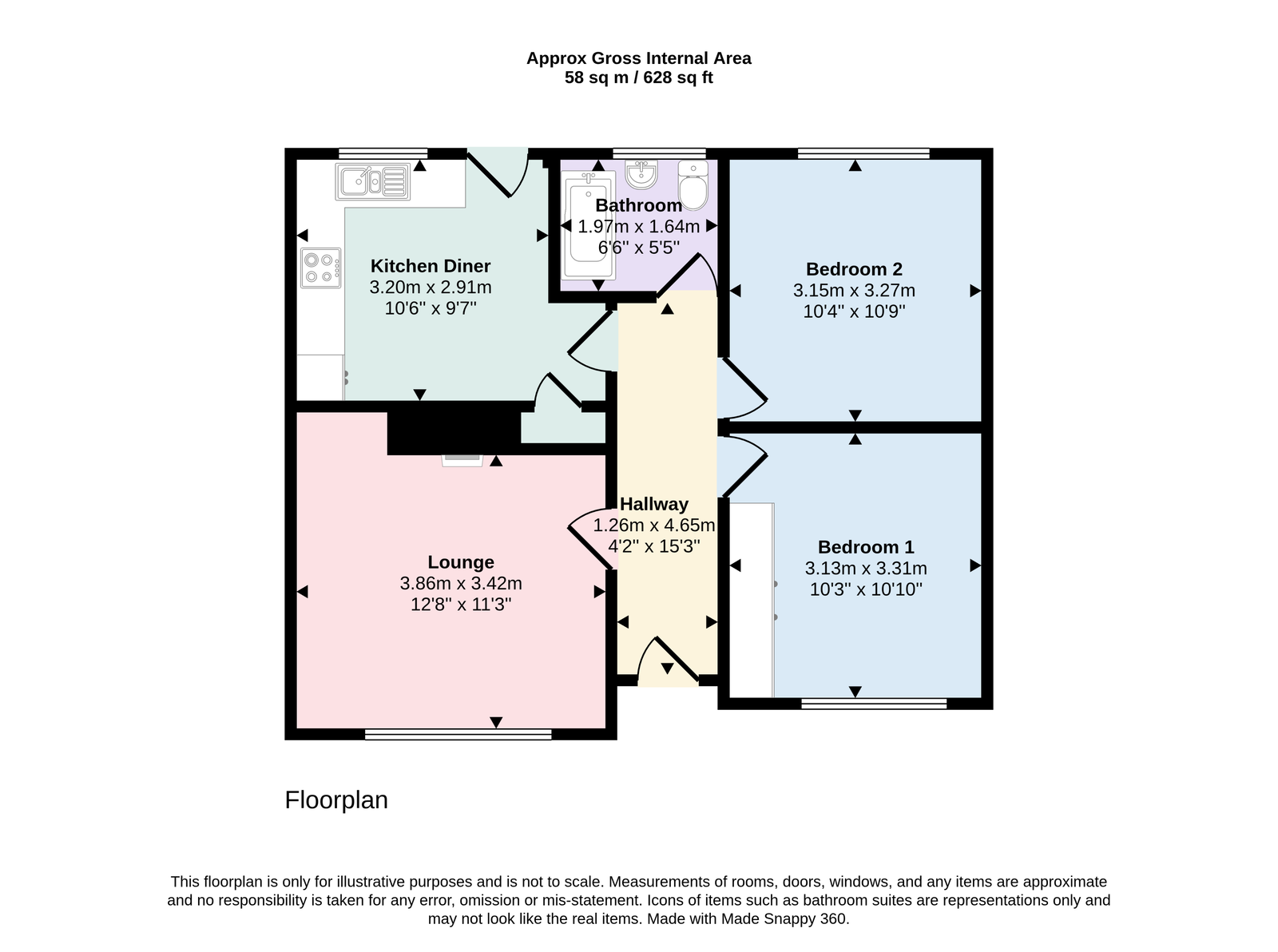 1, Whitestiles, Workington floorplan