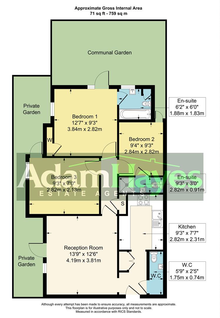 Flat 1 Crown Lodge, Salisbury Avenue, London floorplan