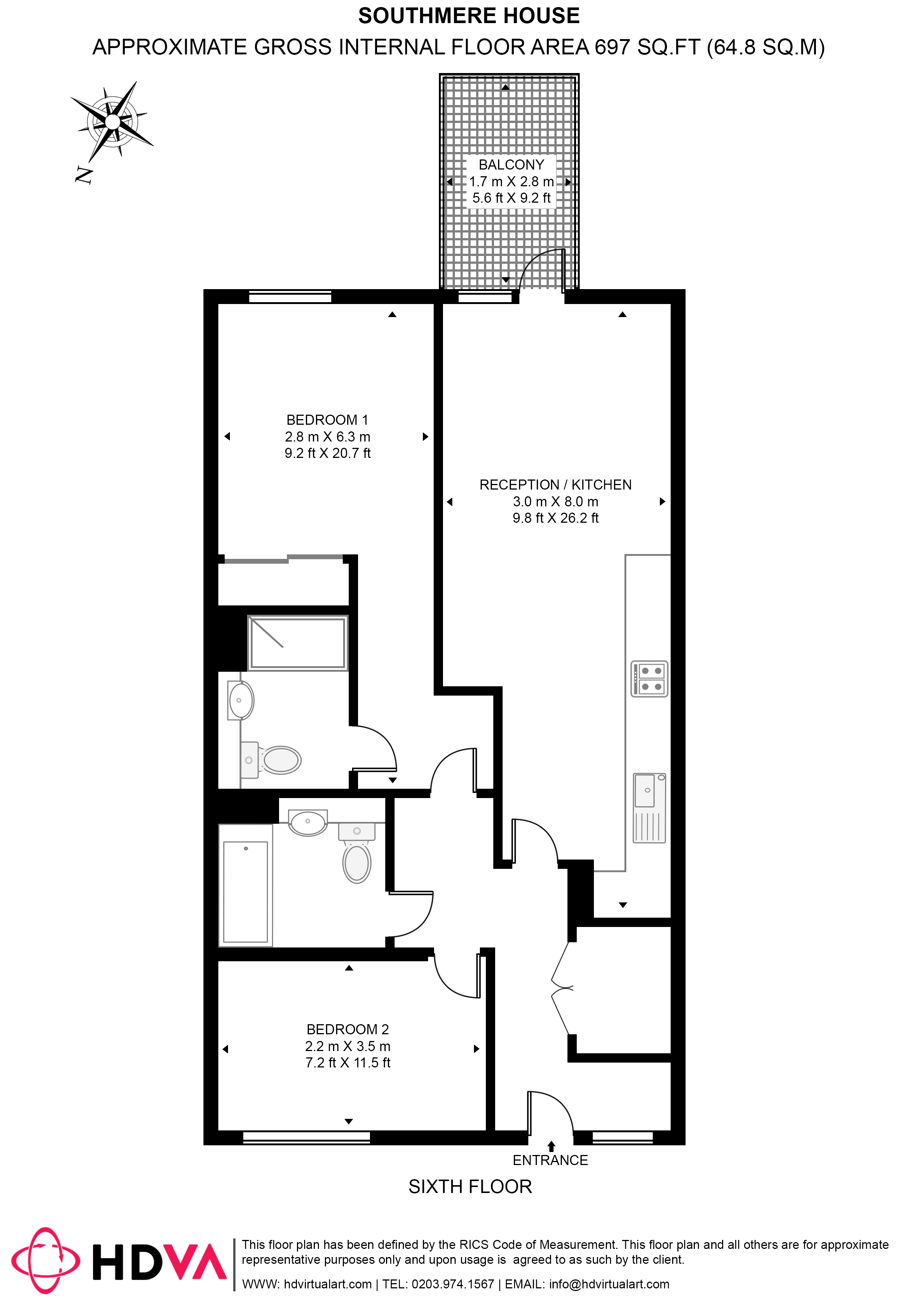 47, Southmere House, 1, Highland Street, London floorplan
