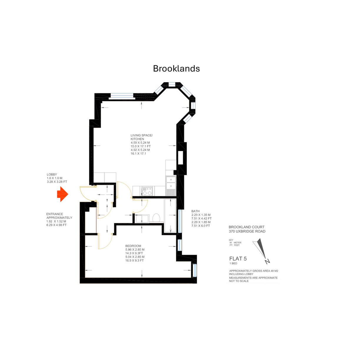 Flat 115 Brooklands, 370, Uxbridge Road, London floorplan