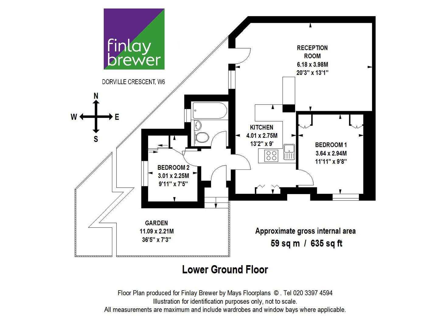 Flat 1, 35, Dorville Crescent, London floorplan