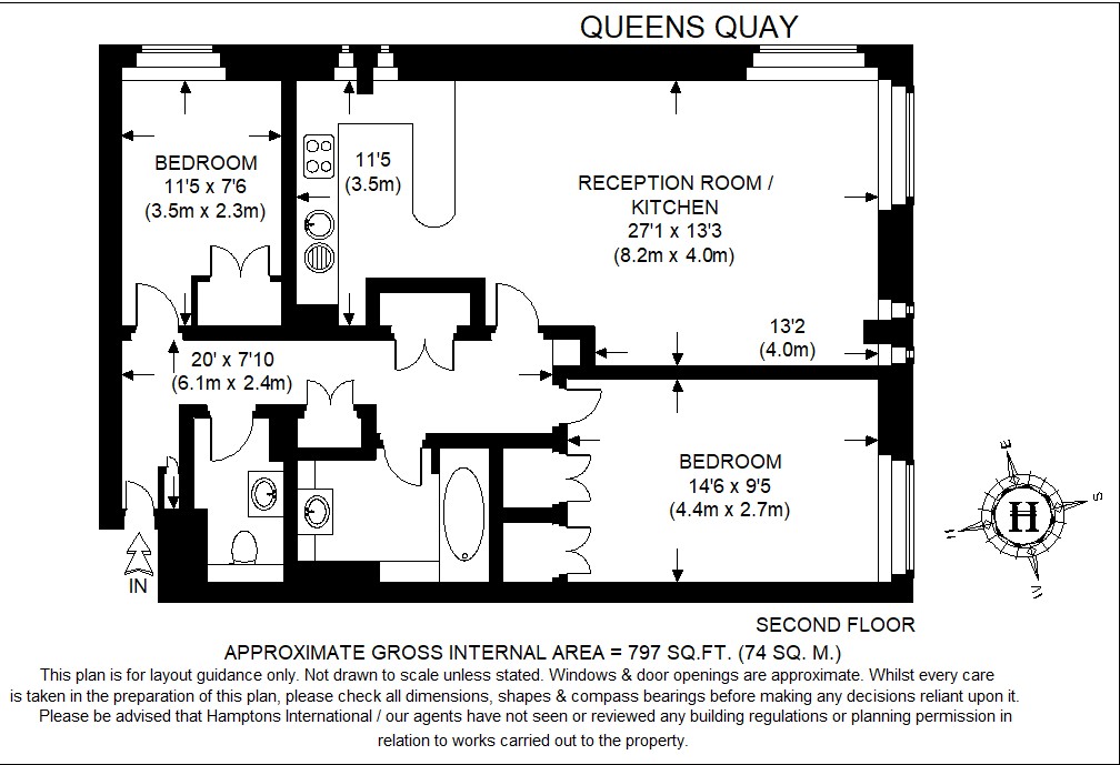 Flat 220, Queens Quay, 58, Upper Thames Street, London floorplan