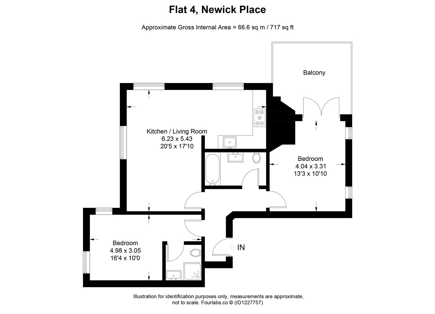 Flat 4, 105 Newick Place, Marine Drive, Rottingdean floorplan