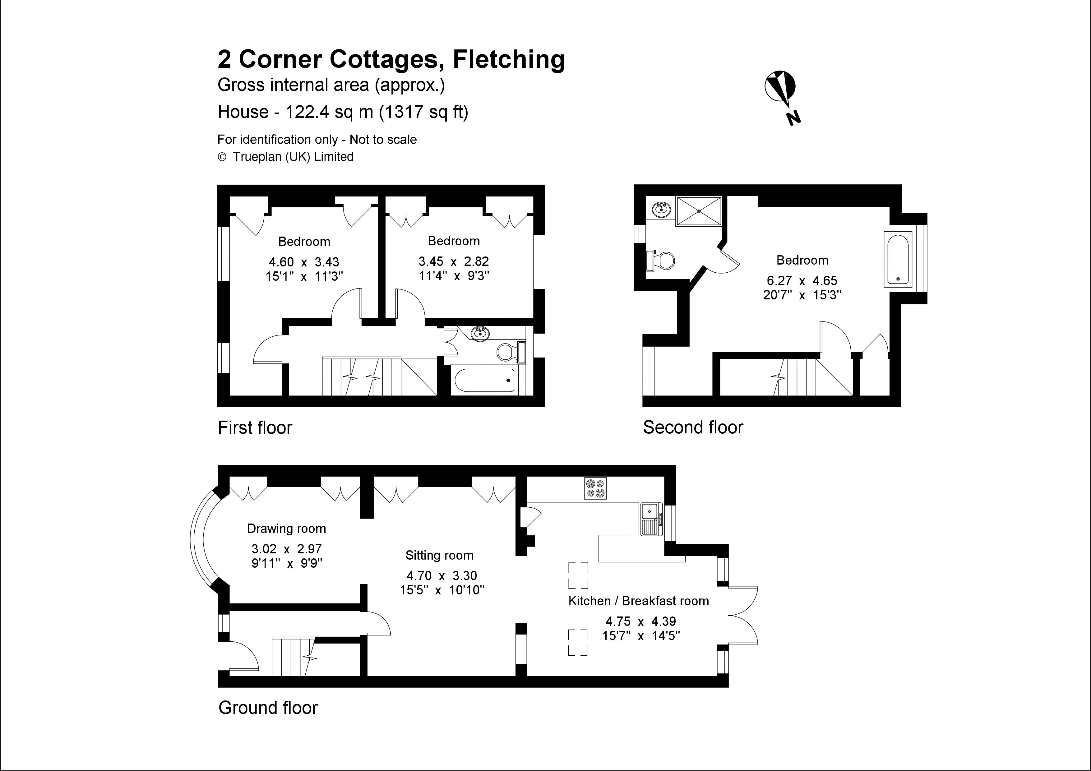 3 Bedrooms Terraced house for sale in Corner Cottages, Fletching, Uckfield, East Sussex TN22