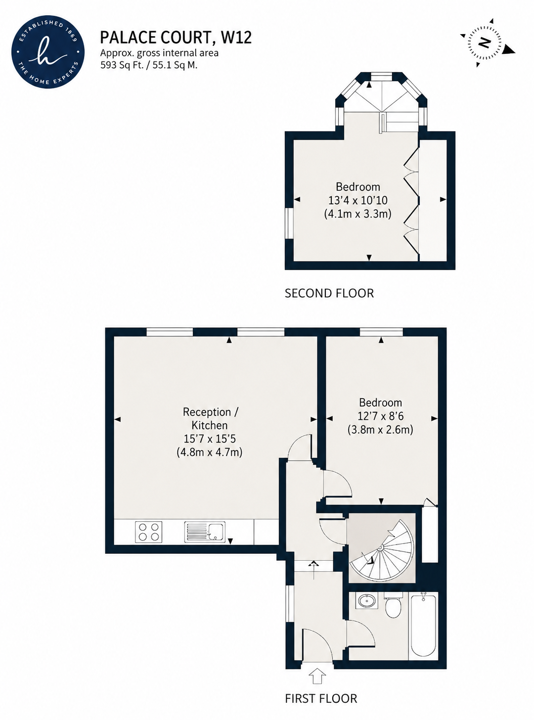 Mezzanine Flat, First Floor, 33, Palace Court, London floorplan