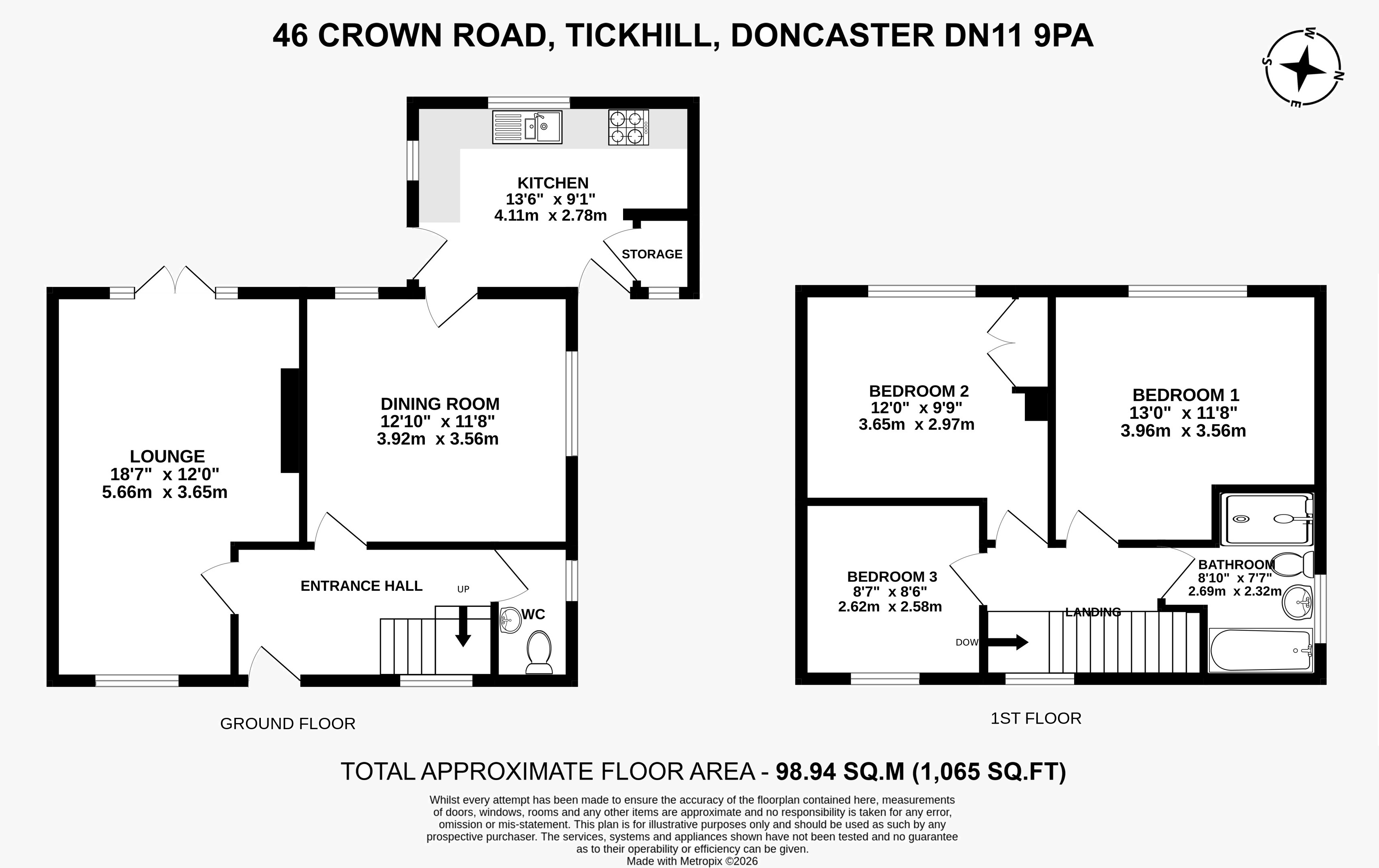46, Crown Road, Doncaster floorplan