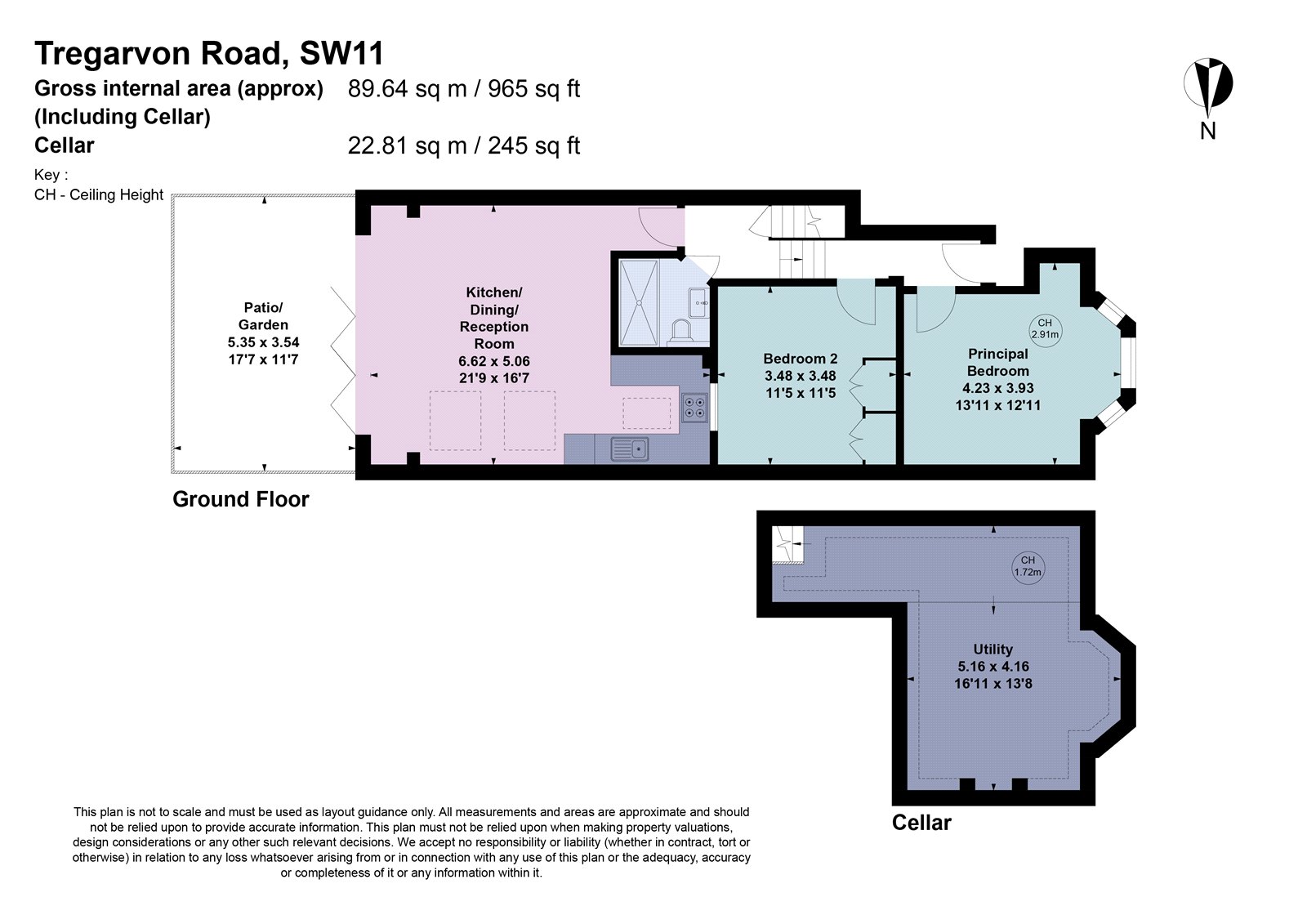 Ground Floor Flat and Basement, 47, Tregarvon Road, London floorplan