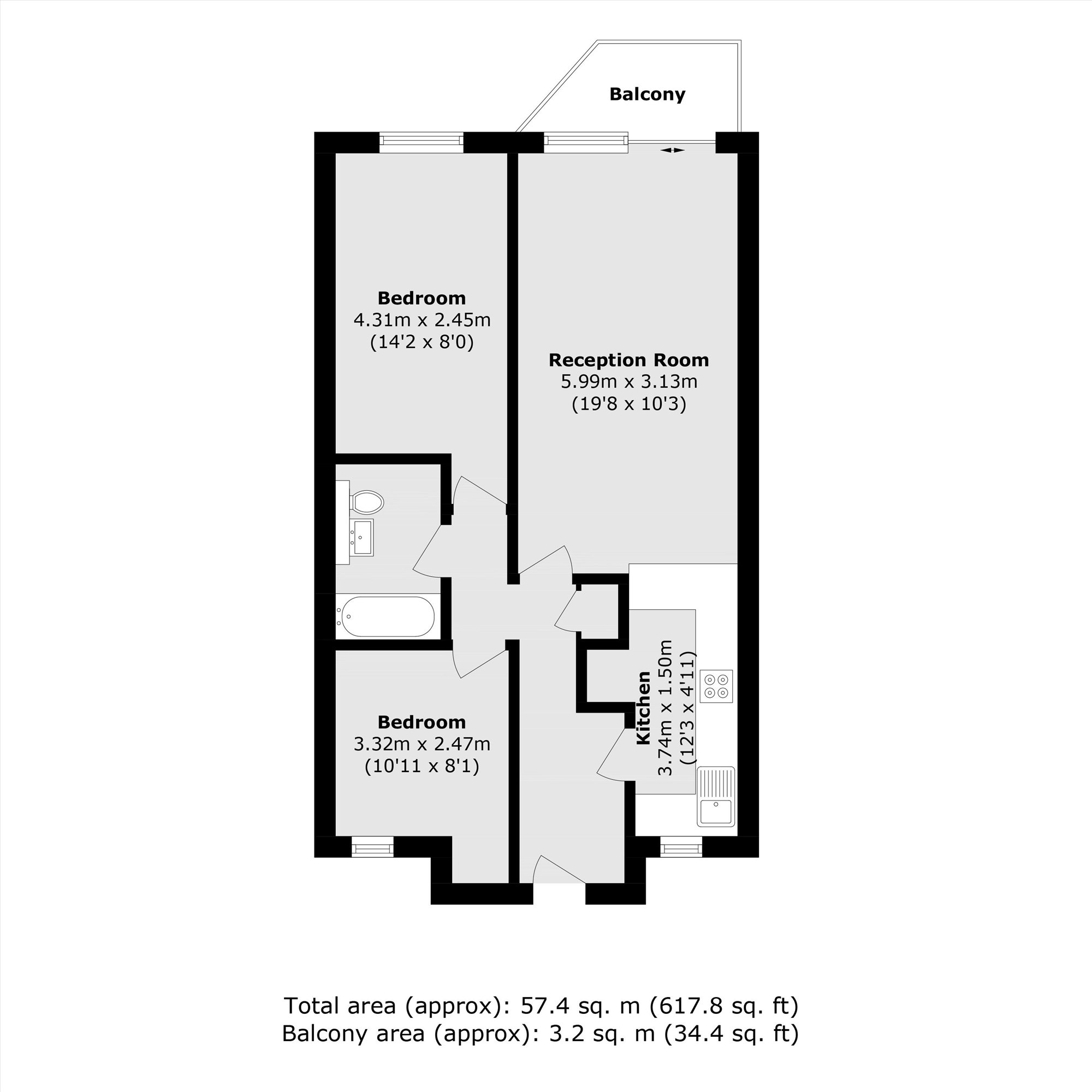 Flat 7, 378, Ewell Road, Surbiton floorplan