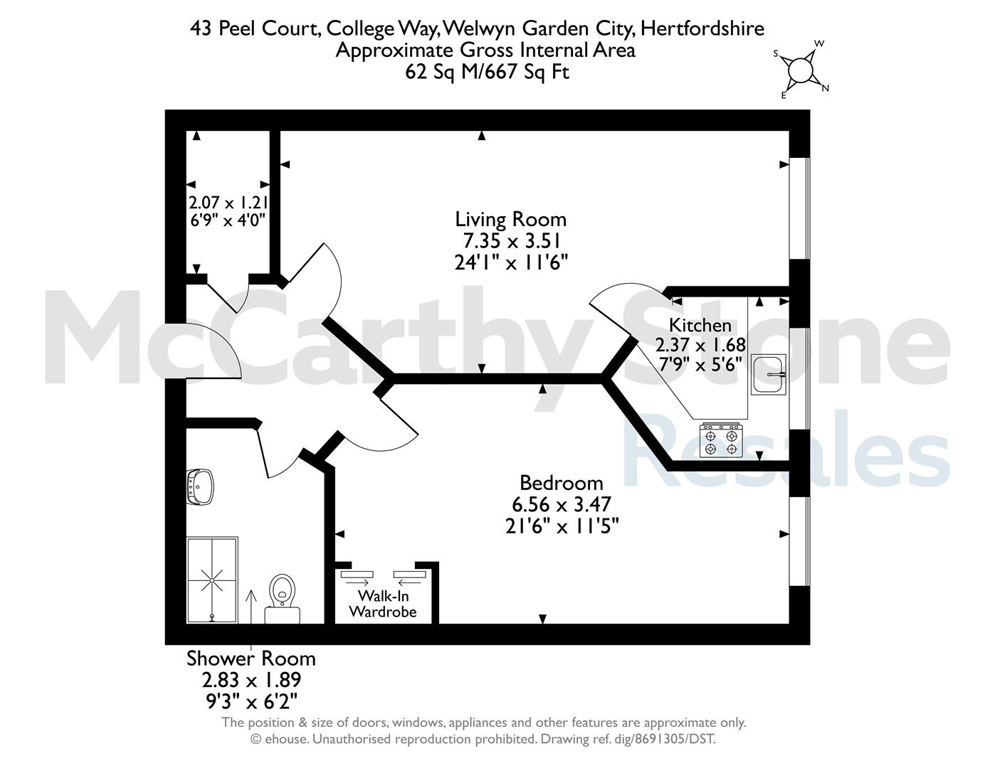 43 Peel Court, College Way, Welwyn Garden City floorplan