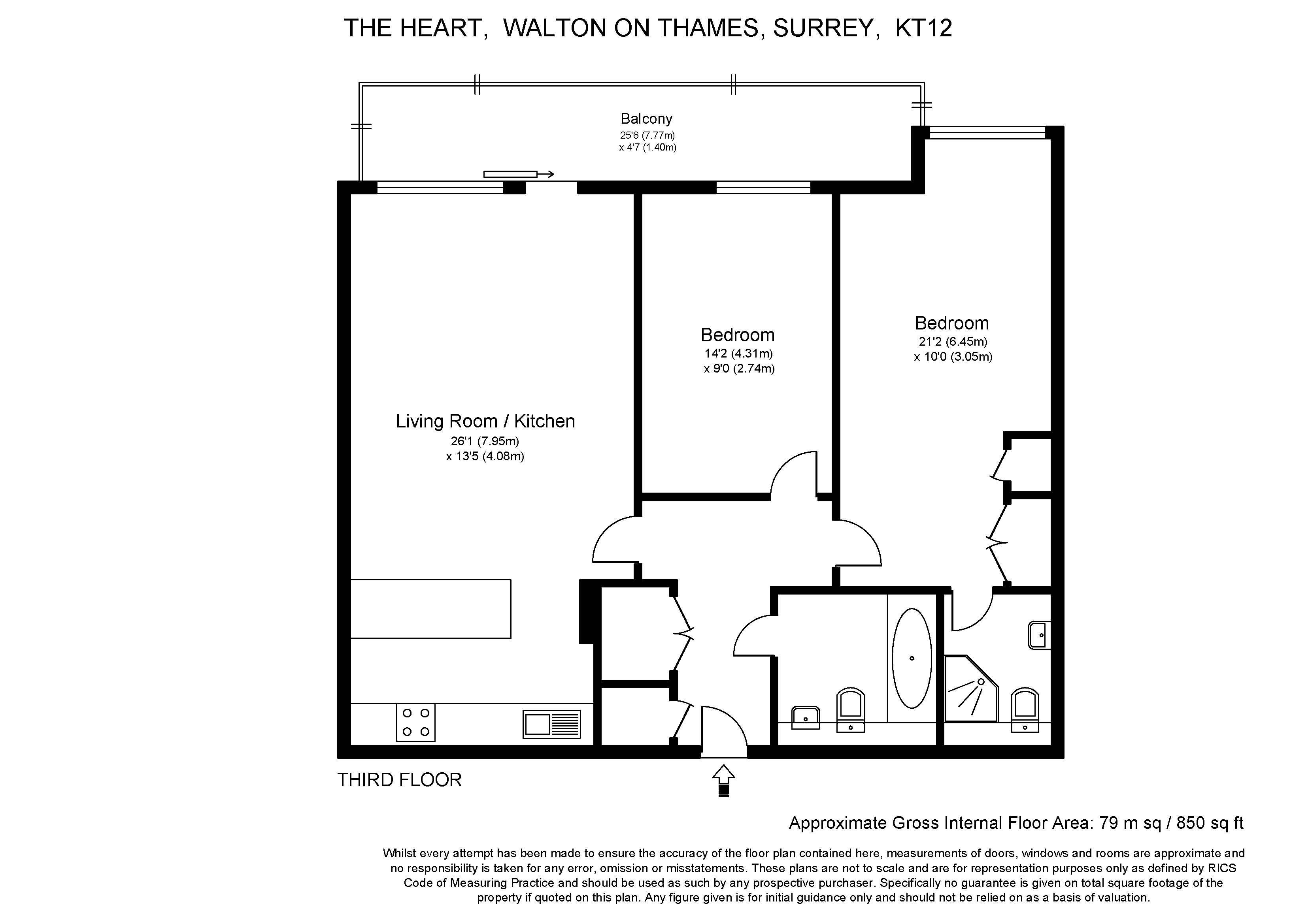 The Heart, WaltonOnThames KT12, 2 bedroom flat for sale 61654062