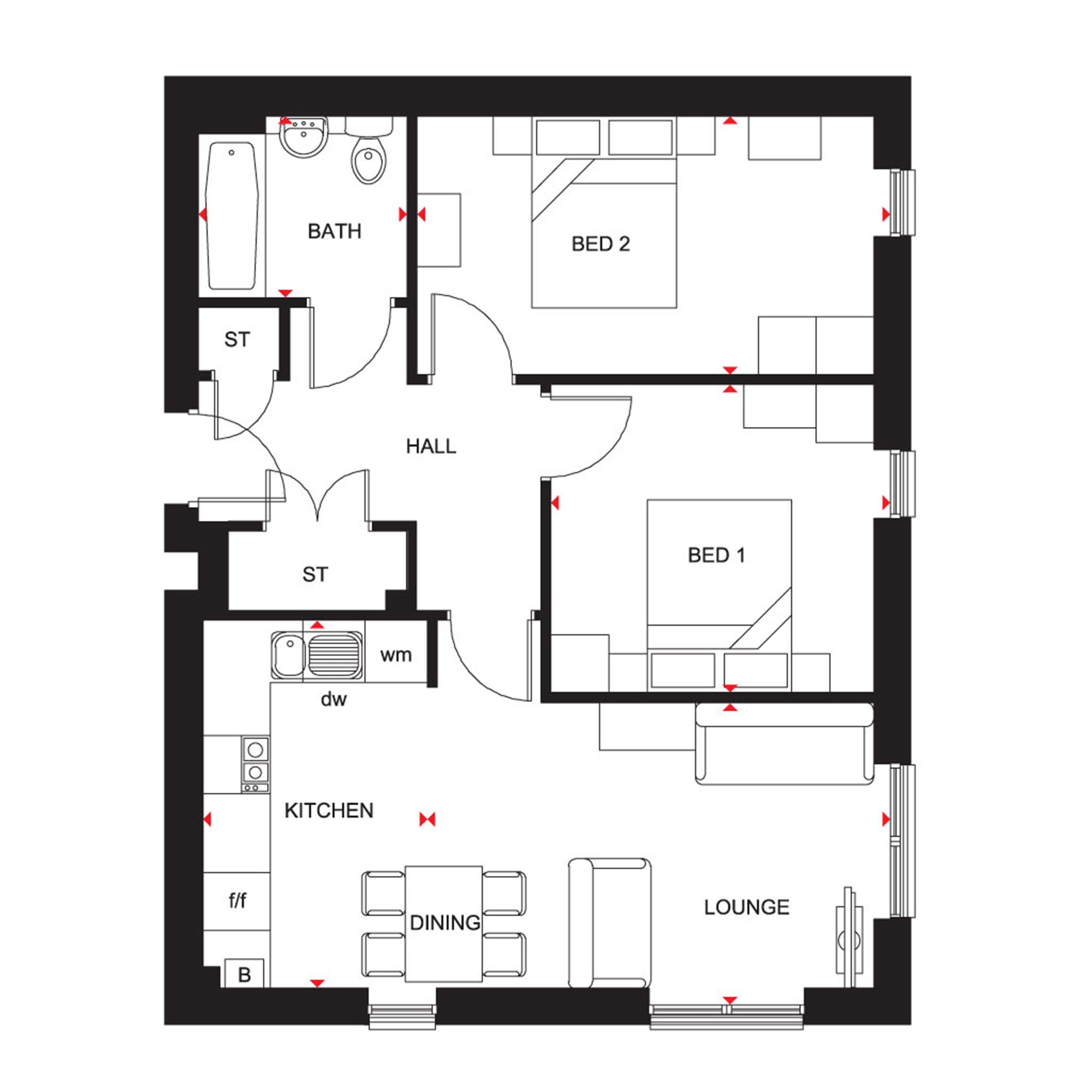 2 Bedrooms Flat for sale in 