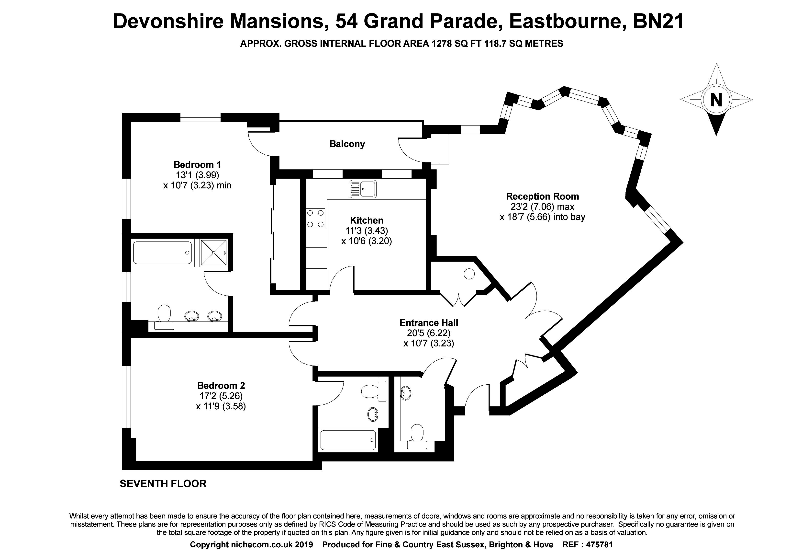 2 Bedrooms Flat for sale in Devonshire Mansions, Eastbourne, East Sussex BN21