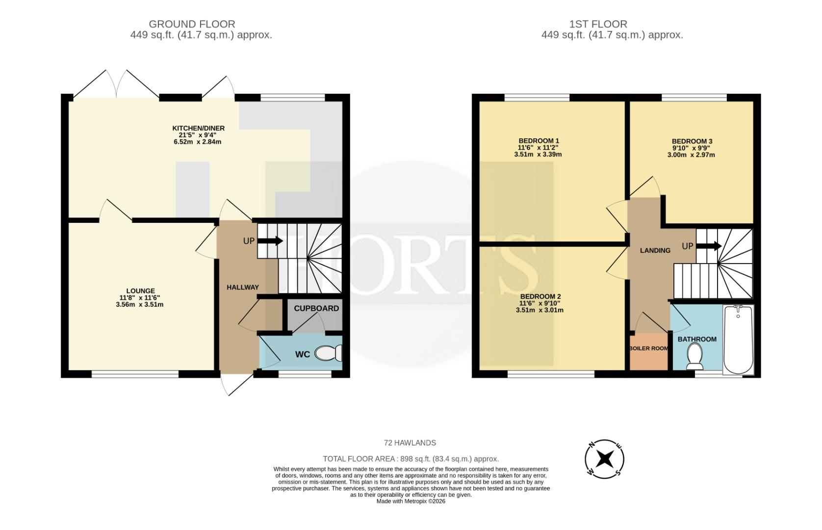 72, Hawlands, Rugby floorplan