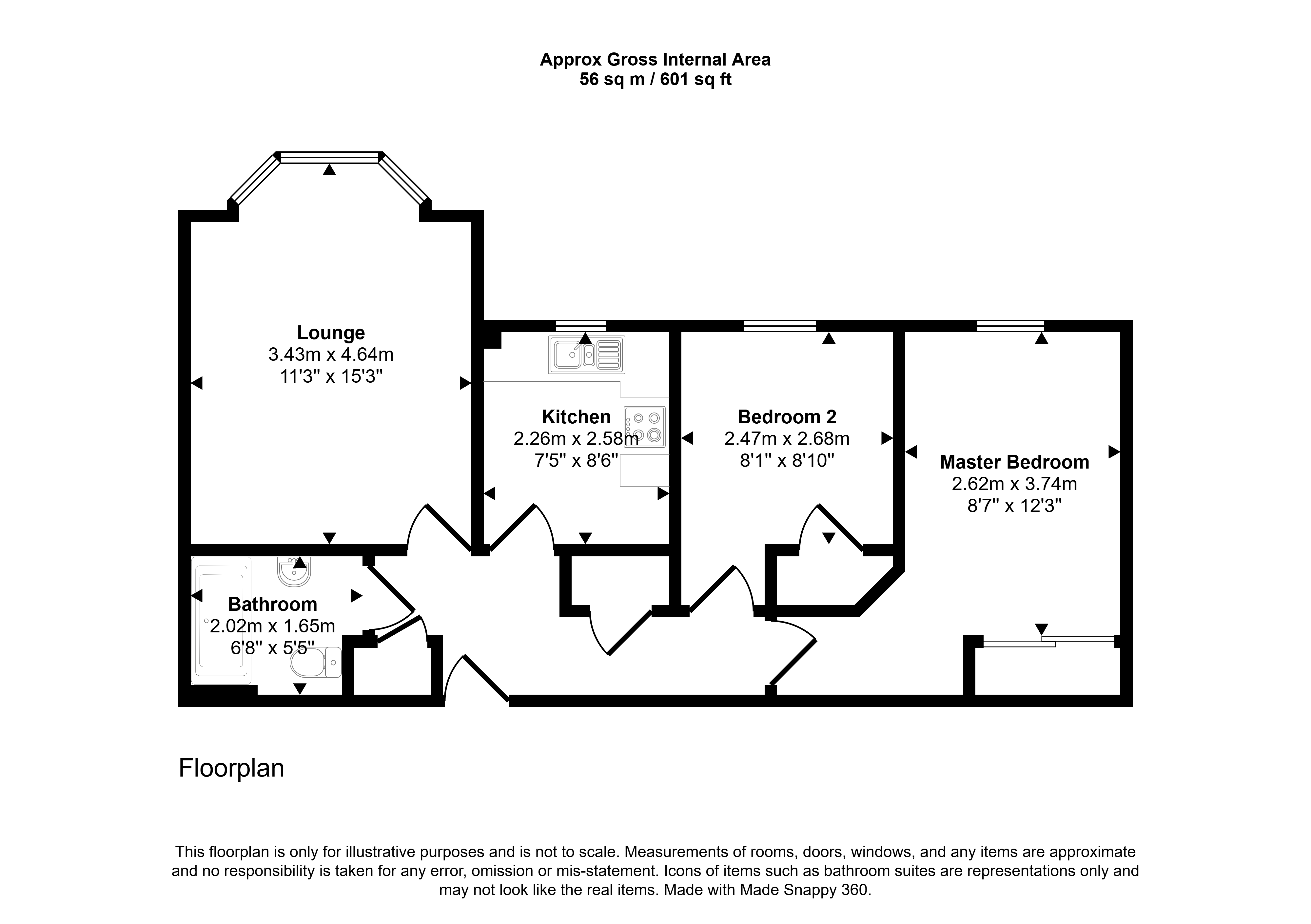 Flat 46 - 36 Ettrick Lodge, The Grove, Newcastle upon Tyne floorplan