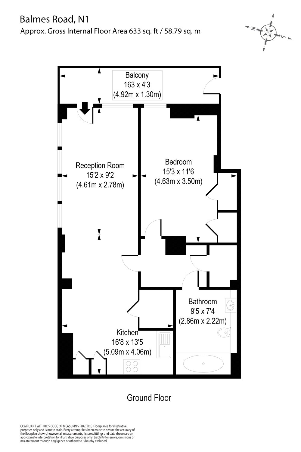 1 Bedrooms Flat to rent in Balmes Road, De Beauvoir N1