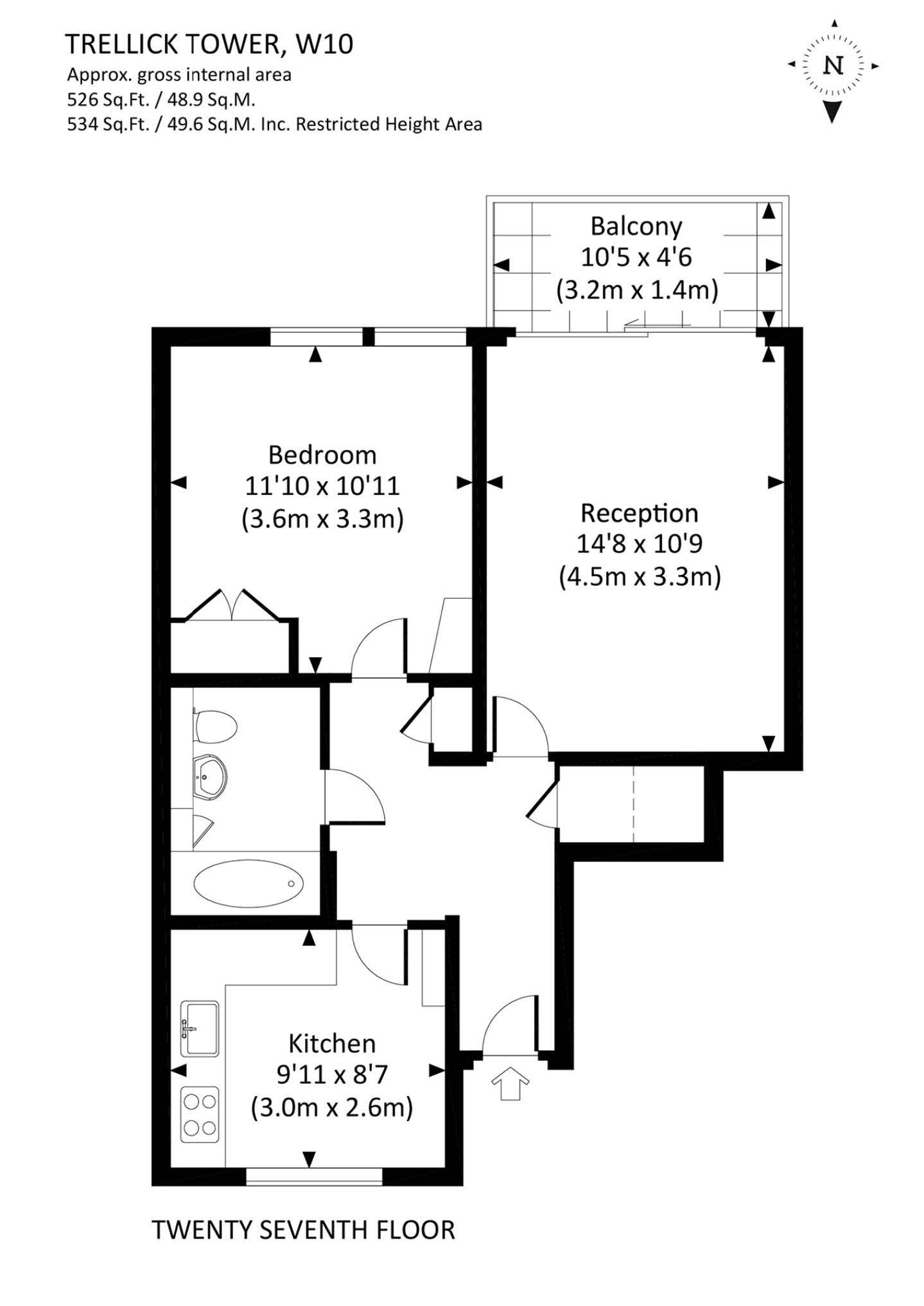 Flat 184, Trellick Tower, London floorplan