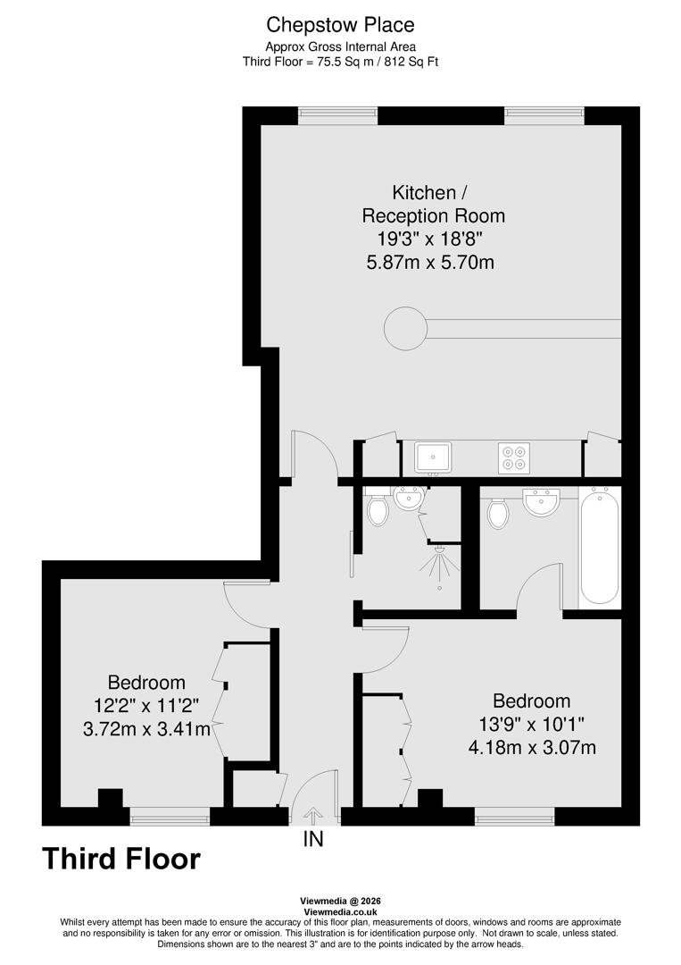 Flat 50, 1, Chepstow Place, London floorplan