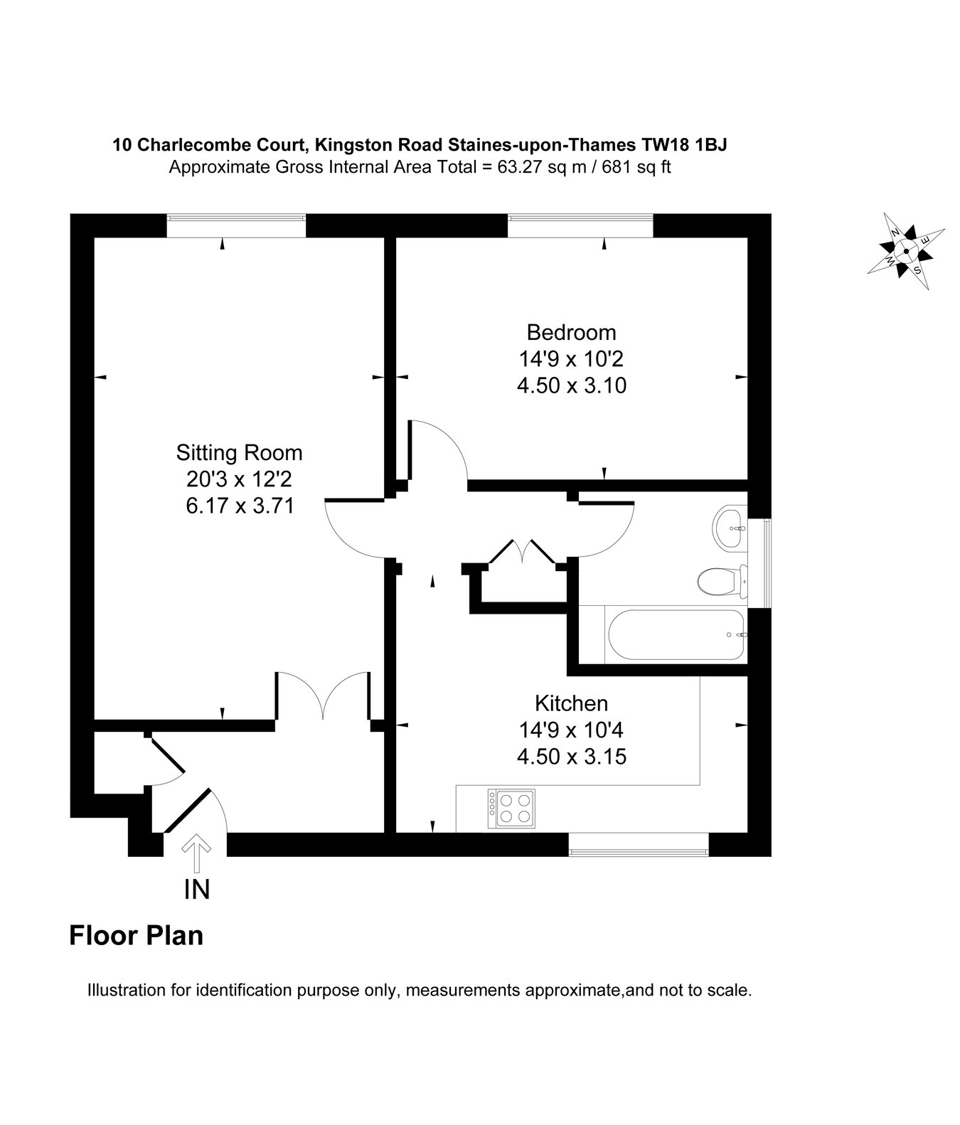 10 Charlecombe Court, Kingston Road, Staines-upon-Thames floorplan