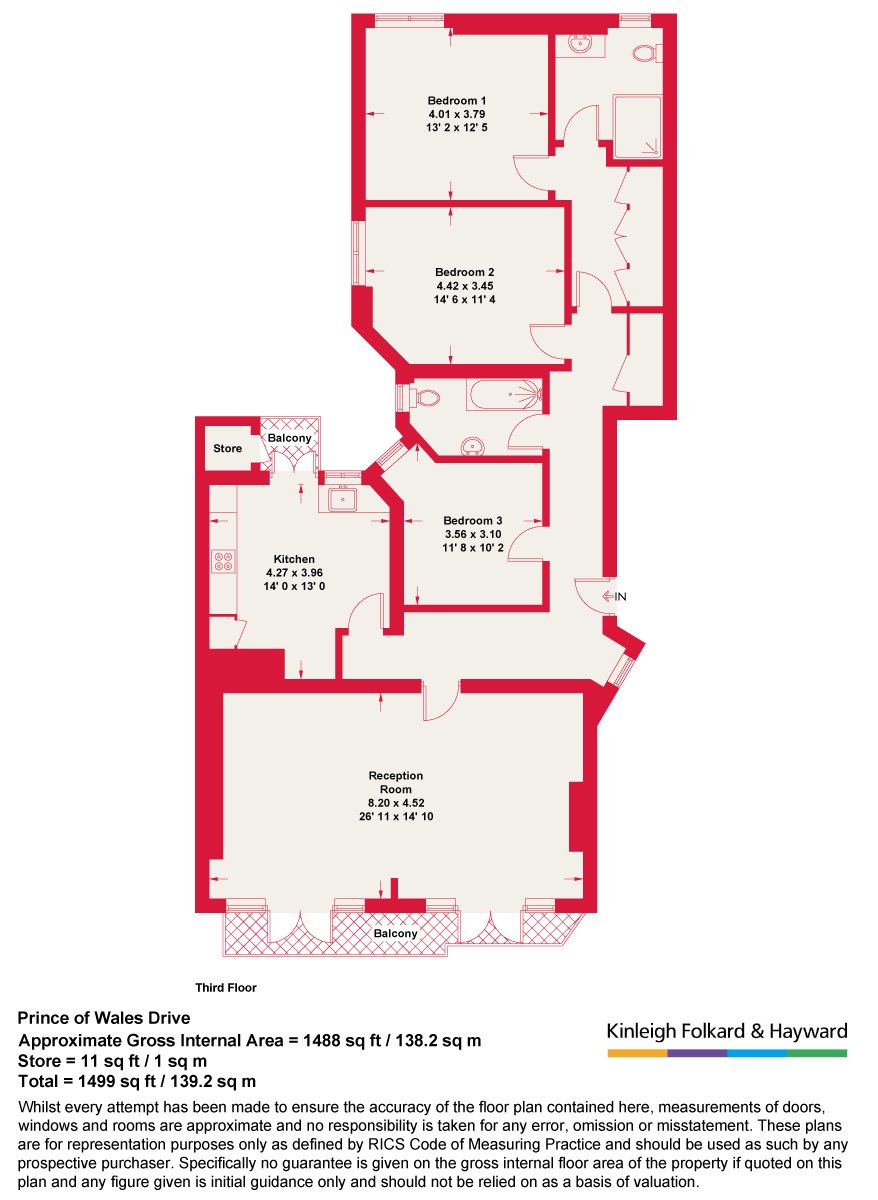 Flat 34, Prince Of Wales Mansions,, Prince of Wales Drive, London floorplan
