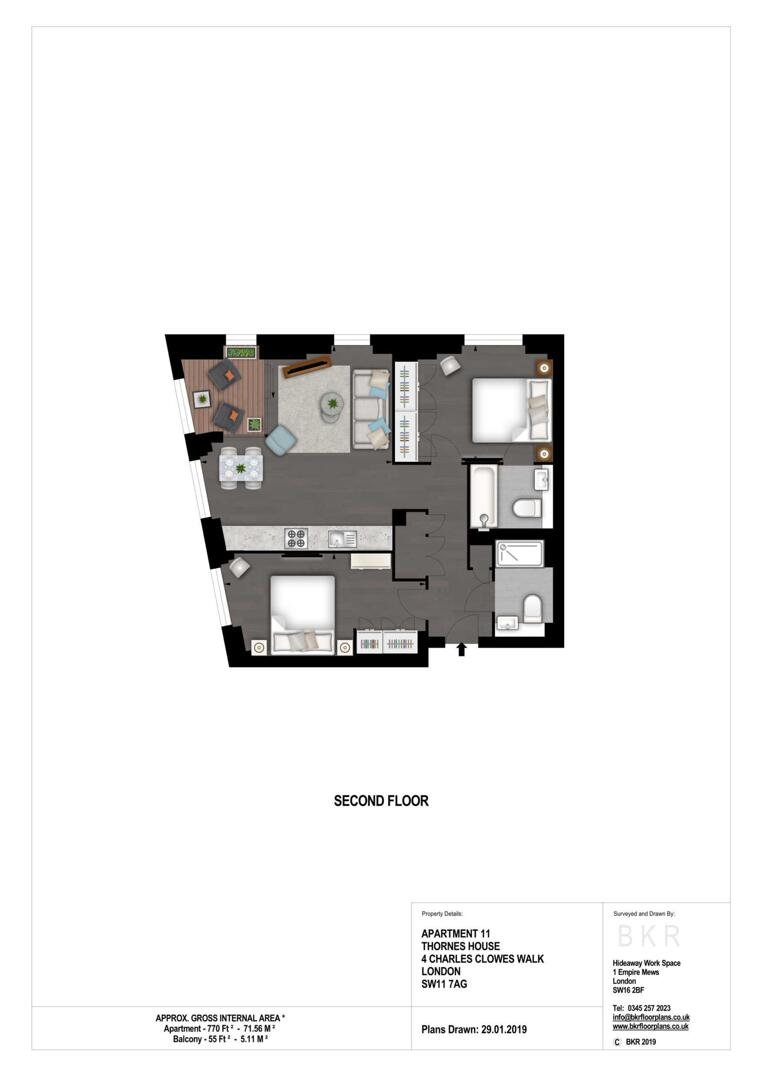 11 Thornes House, Charles Clowes Walk, London floorplan