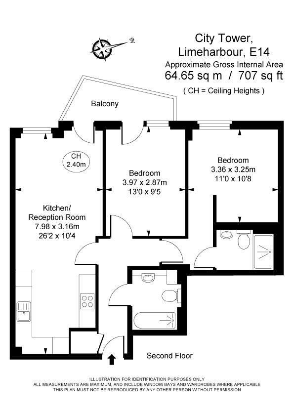 32, City Tower, 3 Limeharbour floorplan