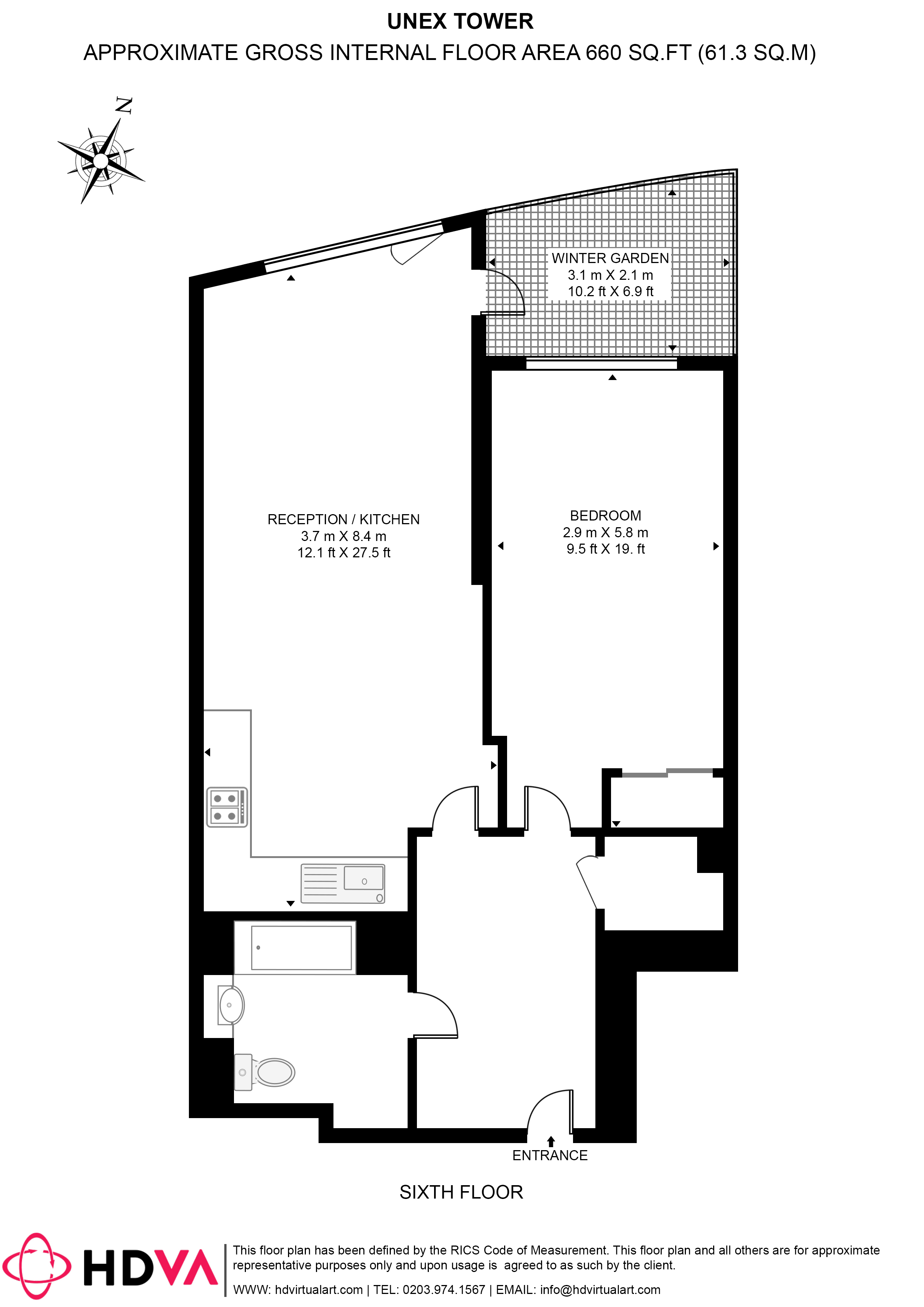Apartment 11, Unex Tower, 7, Station Street, London floorplan