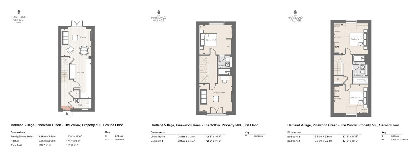 Plot 500 The Willow  Pinewood Green,, Hartland Village, Fleet floorplan