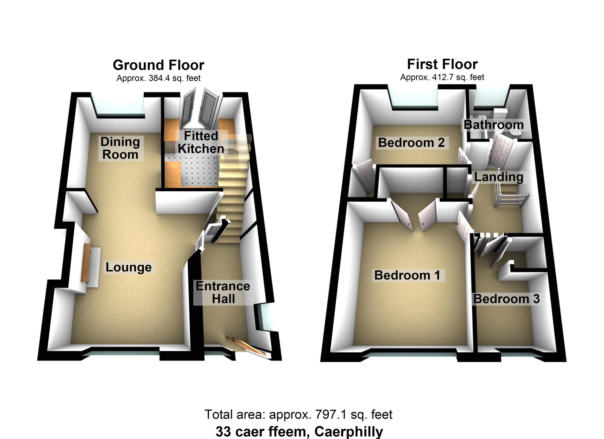 3 Bedrooms Semi-detached house for sale in Cae'r Fferm, Caerphilly CF83