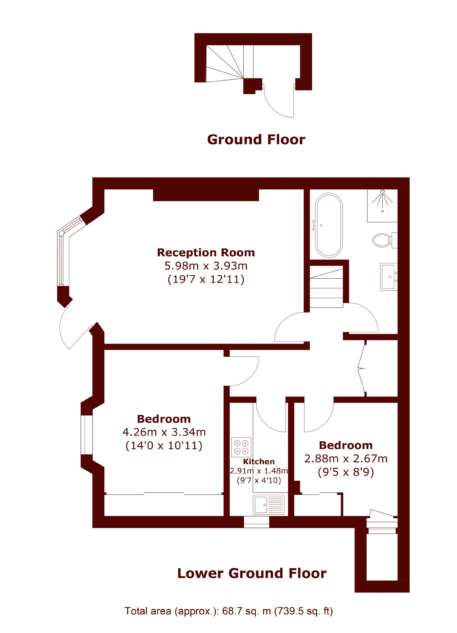 Flat A, 11, Cheniston Gardens, London floorplan