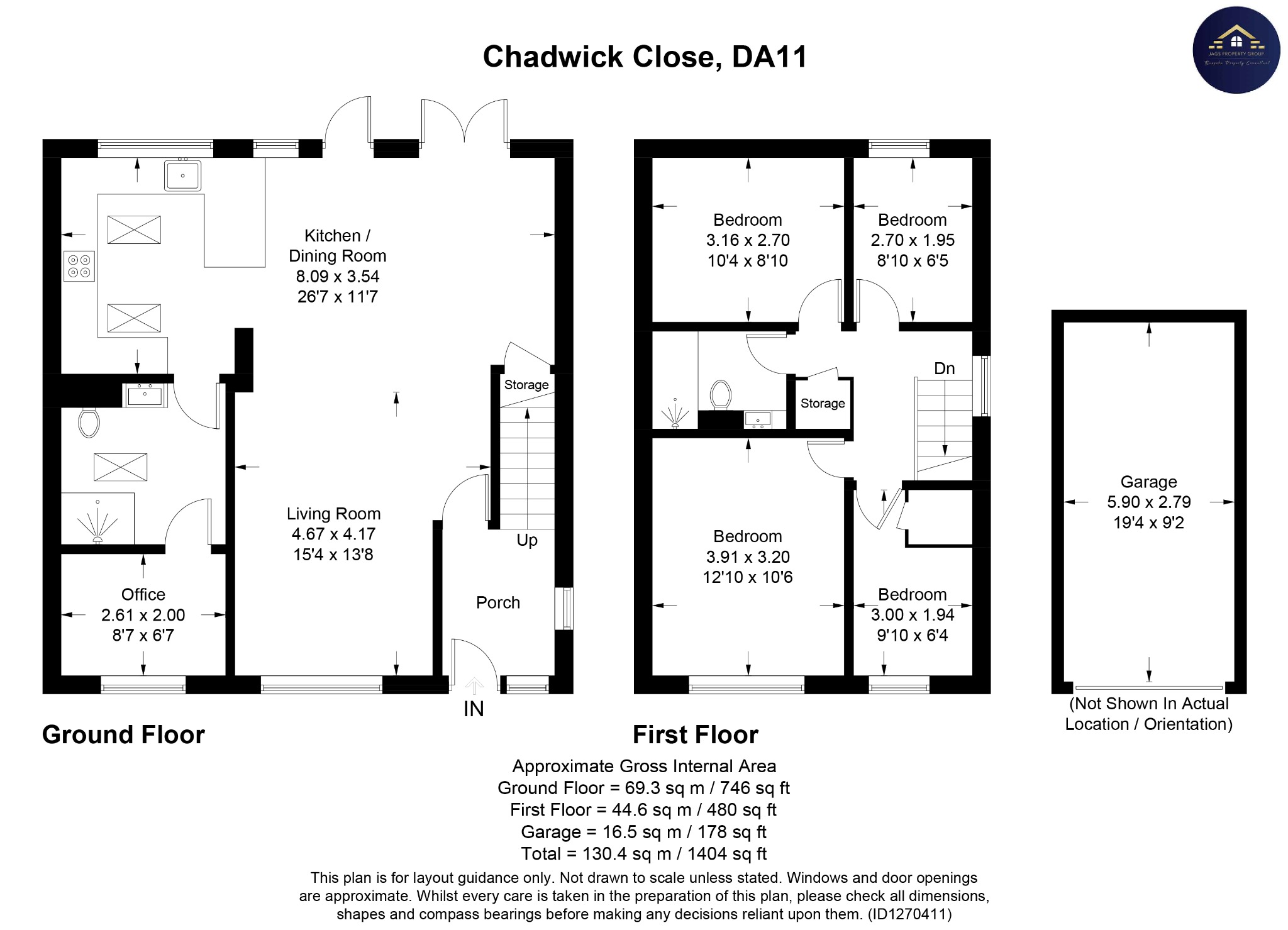 3 Chadwick Close, Northfleet, Kent floorplan