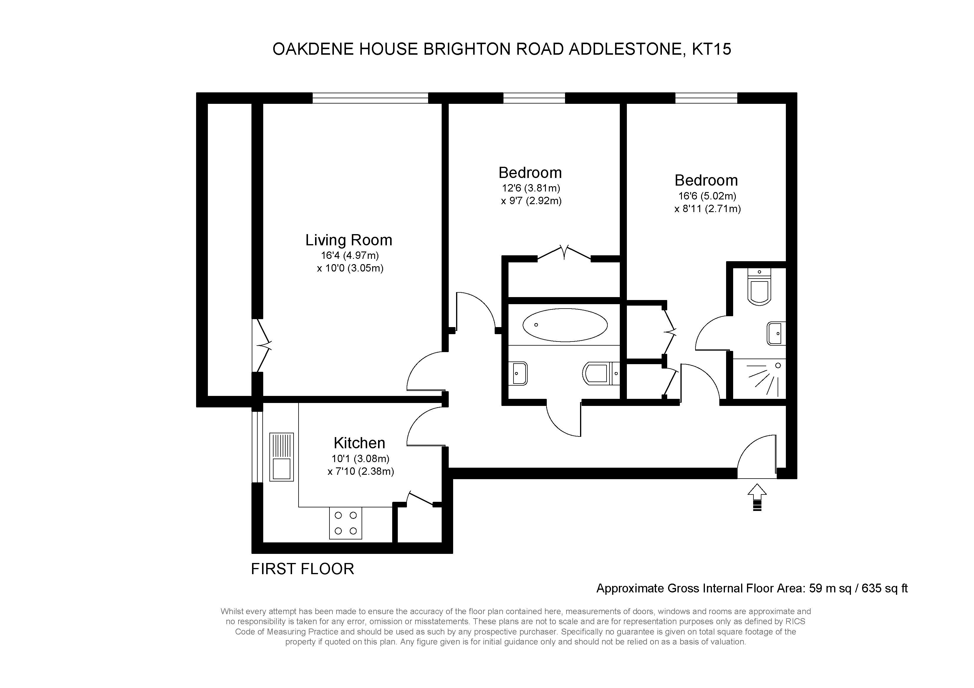 6 Oakdene House, Brighton Road, Addlestone floorplan