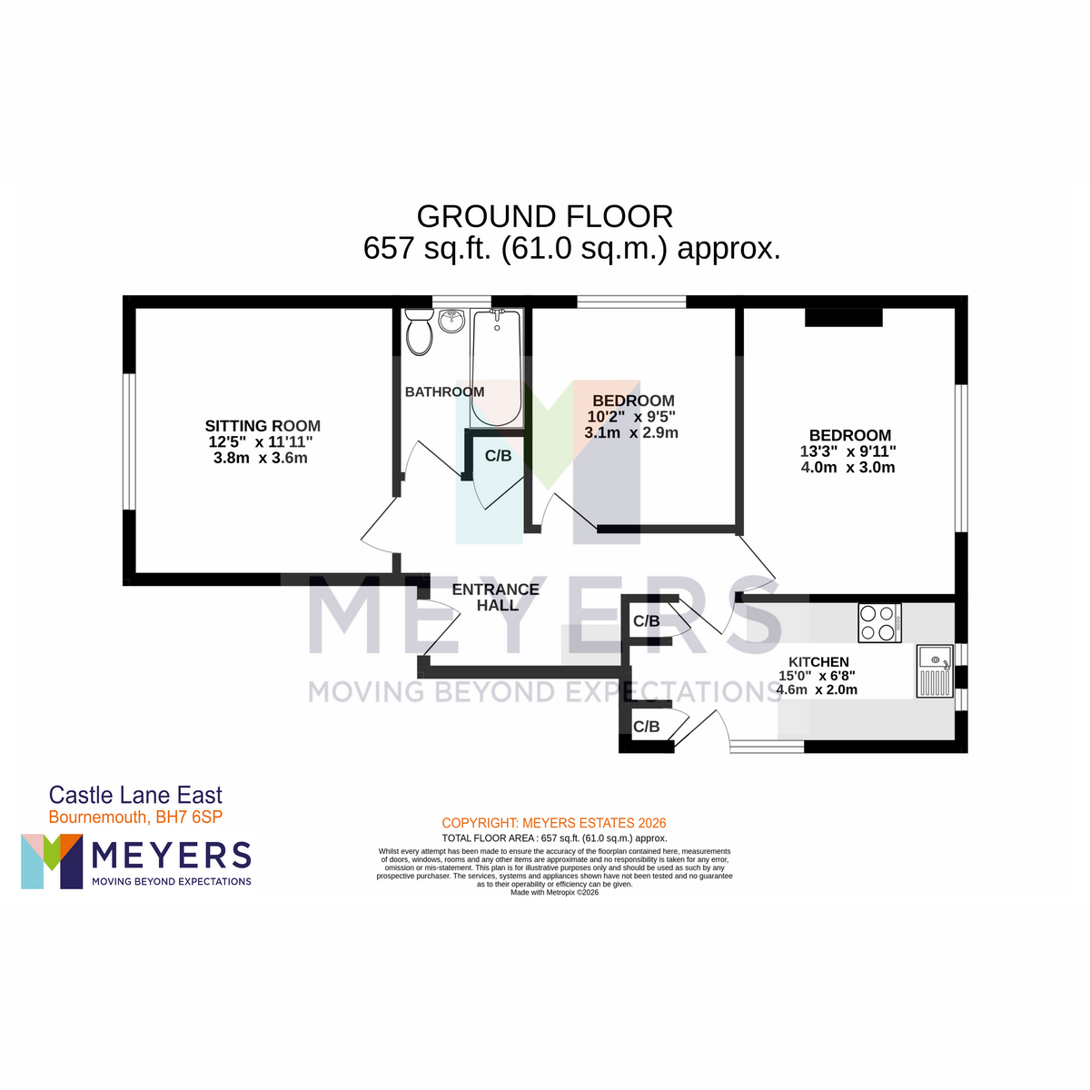 Flat Flat 1, 970, Castle Lane East, Bournemouth floorplan