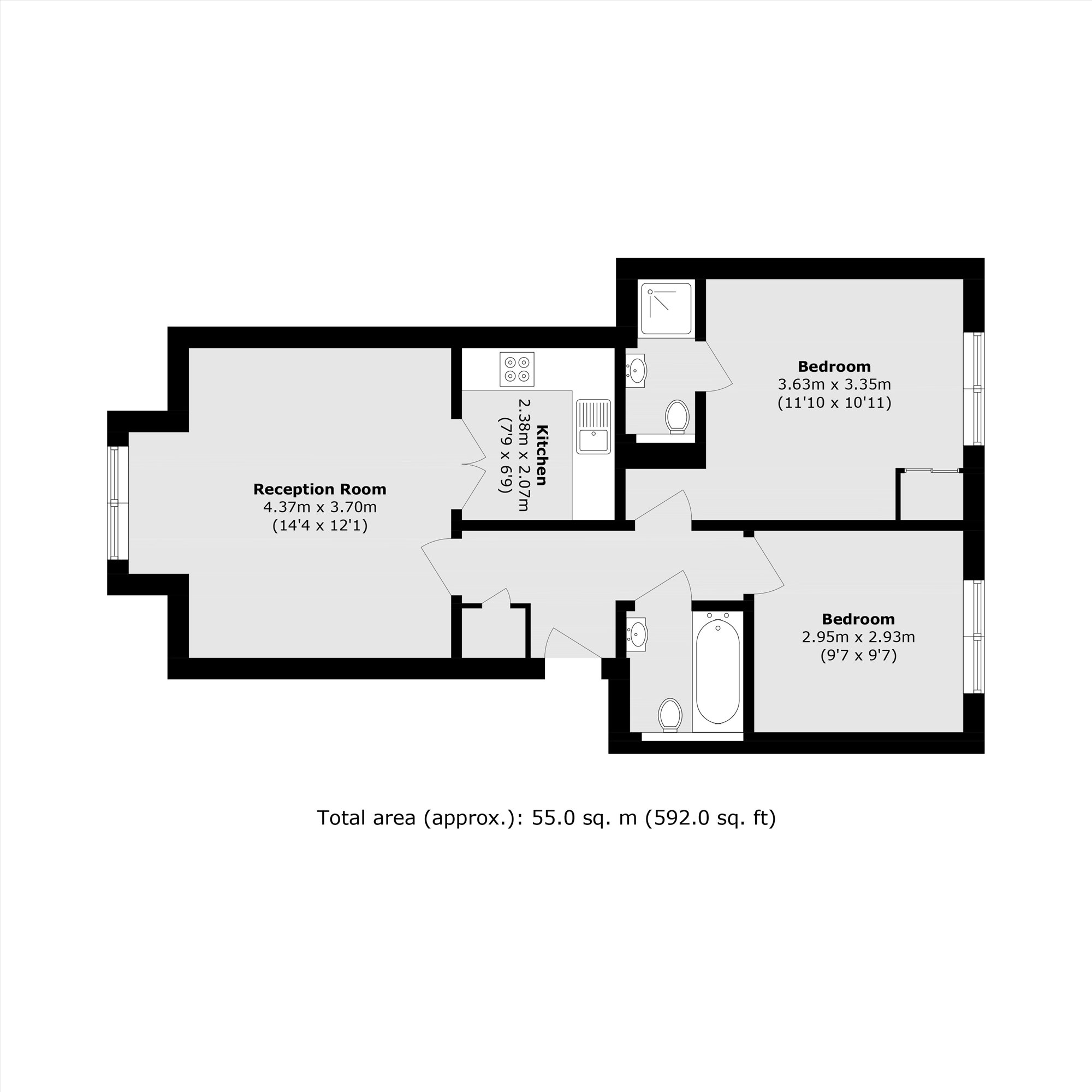 Flat 4, Louise Court, 121 Byron Road, Harrow floorplan