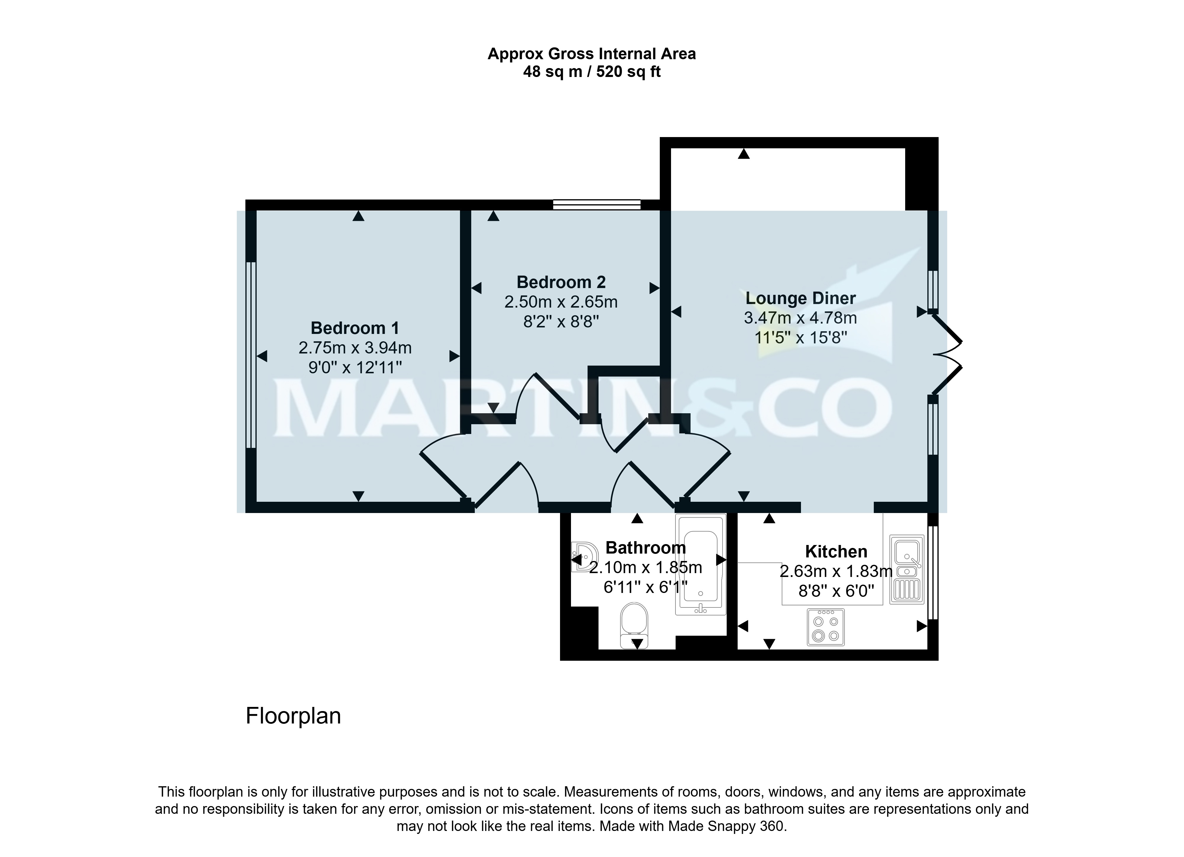 Flat 1 Jacob Court, 154, Alder Road, Poole floorplan